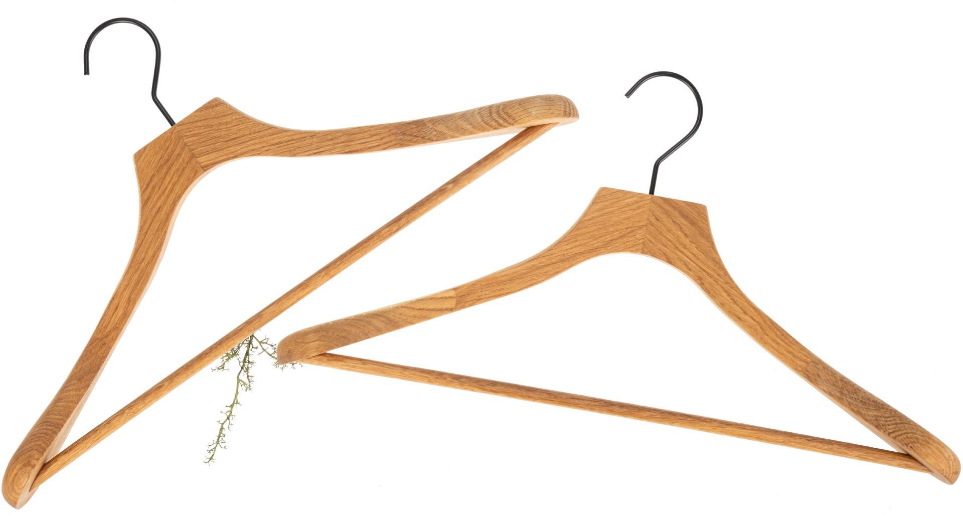 Holz Frank Kleiderbügel Jackett-Kleiderbügel aus Eiche mit Hosensteg – geölt & massiv 43cm, (1-tlg)