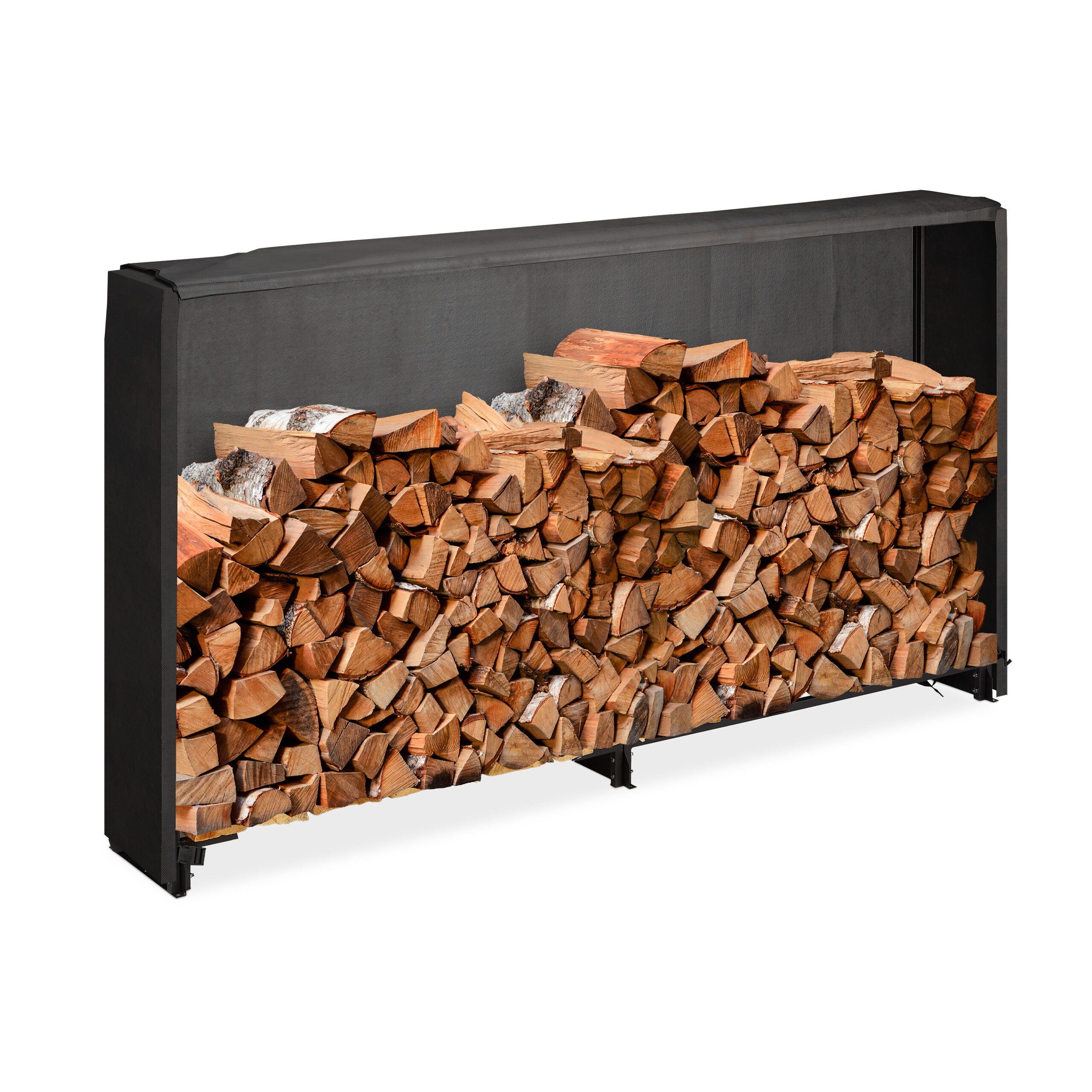 relaxdays Kaminholzregal mit Abdeckung, BxTxH:200x29x110 cm, L