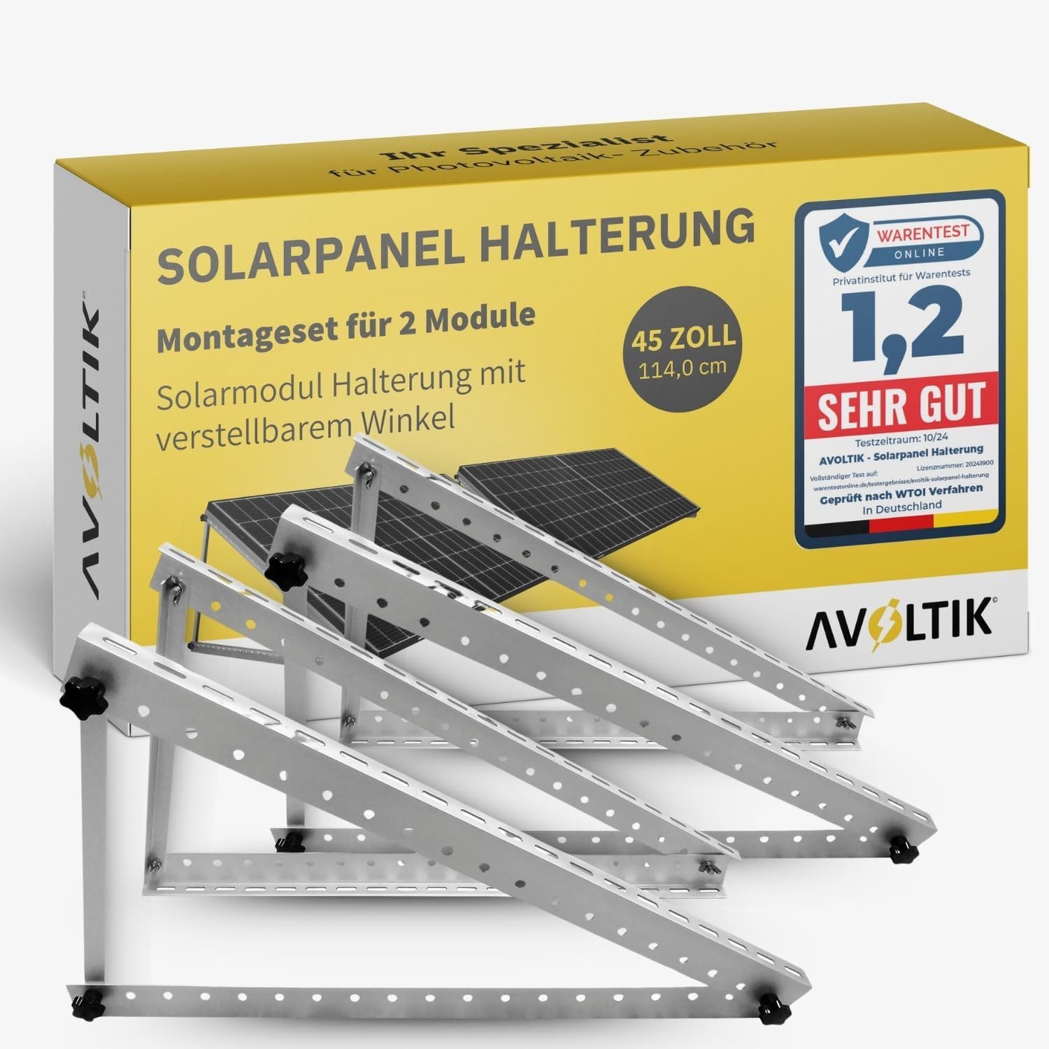 avoltik Solarmodul-Halterung 2 Sets Solarmodul Halterung für Flachdach Wand Aufständerung 114cm, (2 Sets Solarmodul Halterung für Flachdach Wand Aufständerung 114cm, 2-tlg., 2 Sets Solarmodul Halterung für Flachdach Wand Aufständerung 114cm, 2 Sets (4Wink