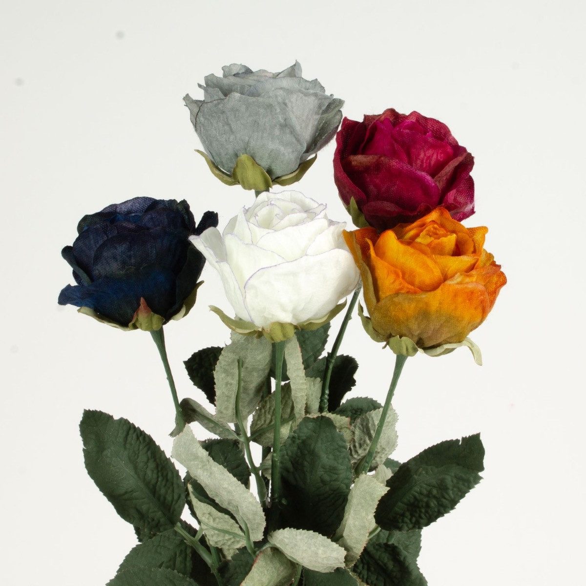 Kunstblume Künstliche Rose Freida, Eco Collection, grau-hellblau, 65cm, Ø7cm Rose, artplants, Höhe 65.0 cm