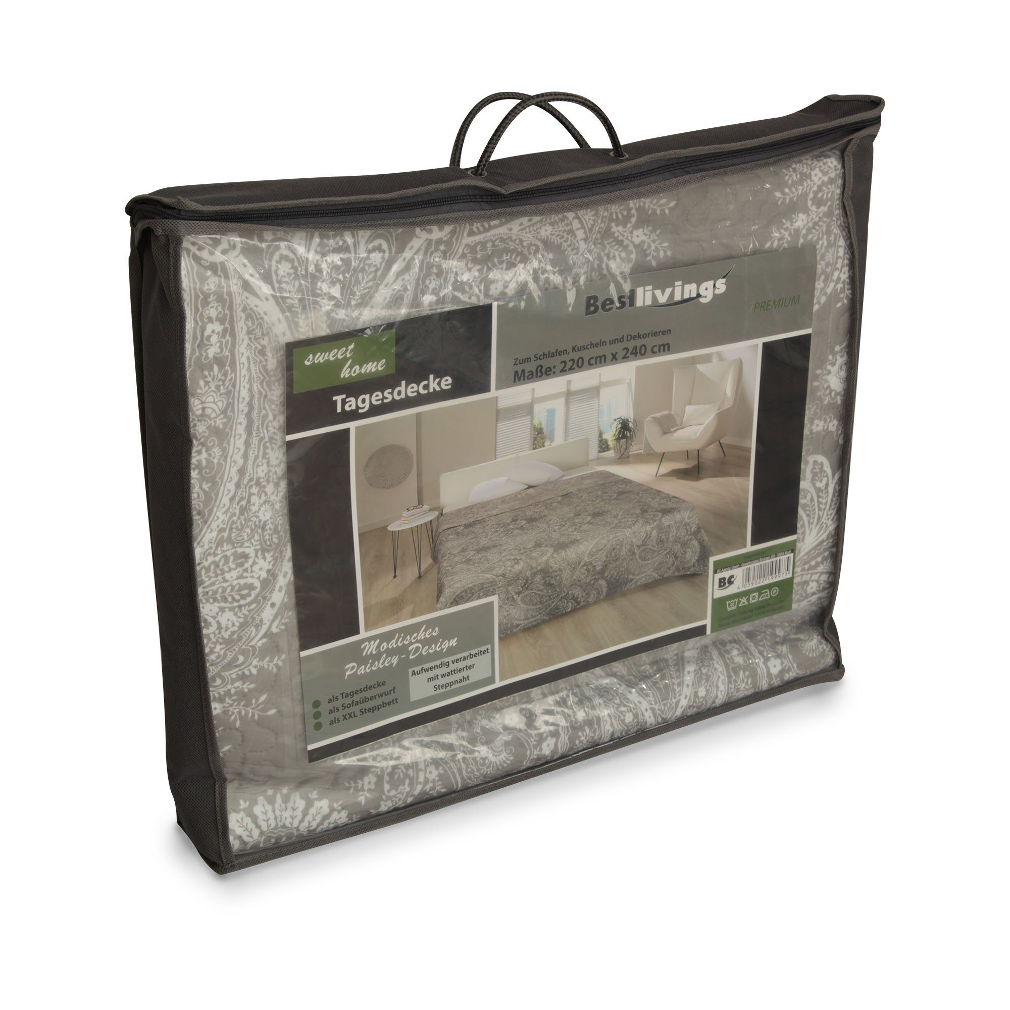 Bestlivings Tagesdecke, Decke XXL (220x240 cm) Patchwork, Überwurf Steppbett