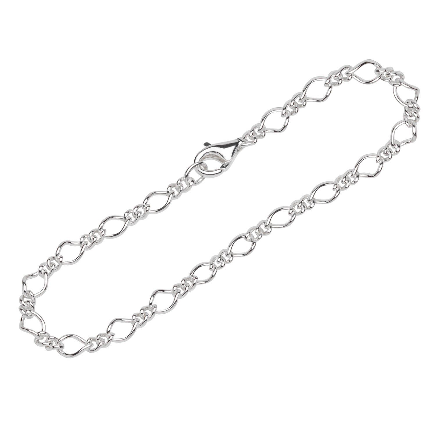 NKlaus Silberarmband Silber in Panzerkett Figaro Germany Made Sterling Stück), (1 Armband 925 19cm