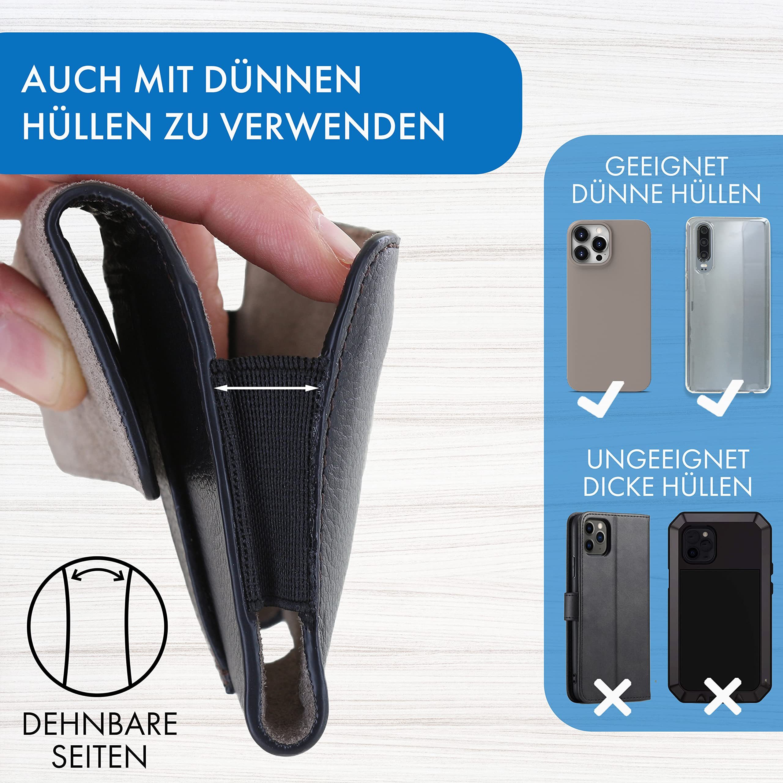 XiRRiX Handytasche Handytasche Gürtel - Größe 4XL - Gürtel Handy Tasche aus Leder (Hipbag aus echtem Leder, schwarz), kompatibel mit iPhone – Bild 4 von 5