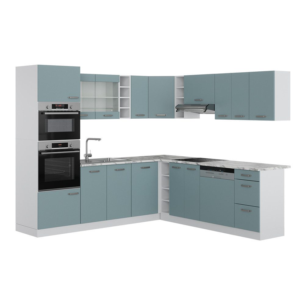 Vicco Winkelküche R-Line, Blau-Grau/Weiß, 237 x günstig online kaufen