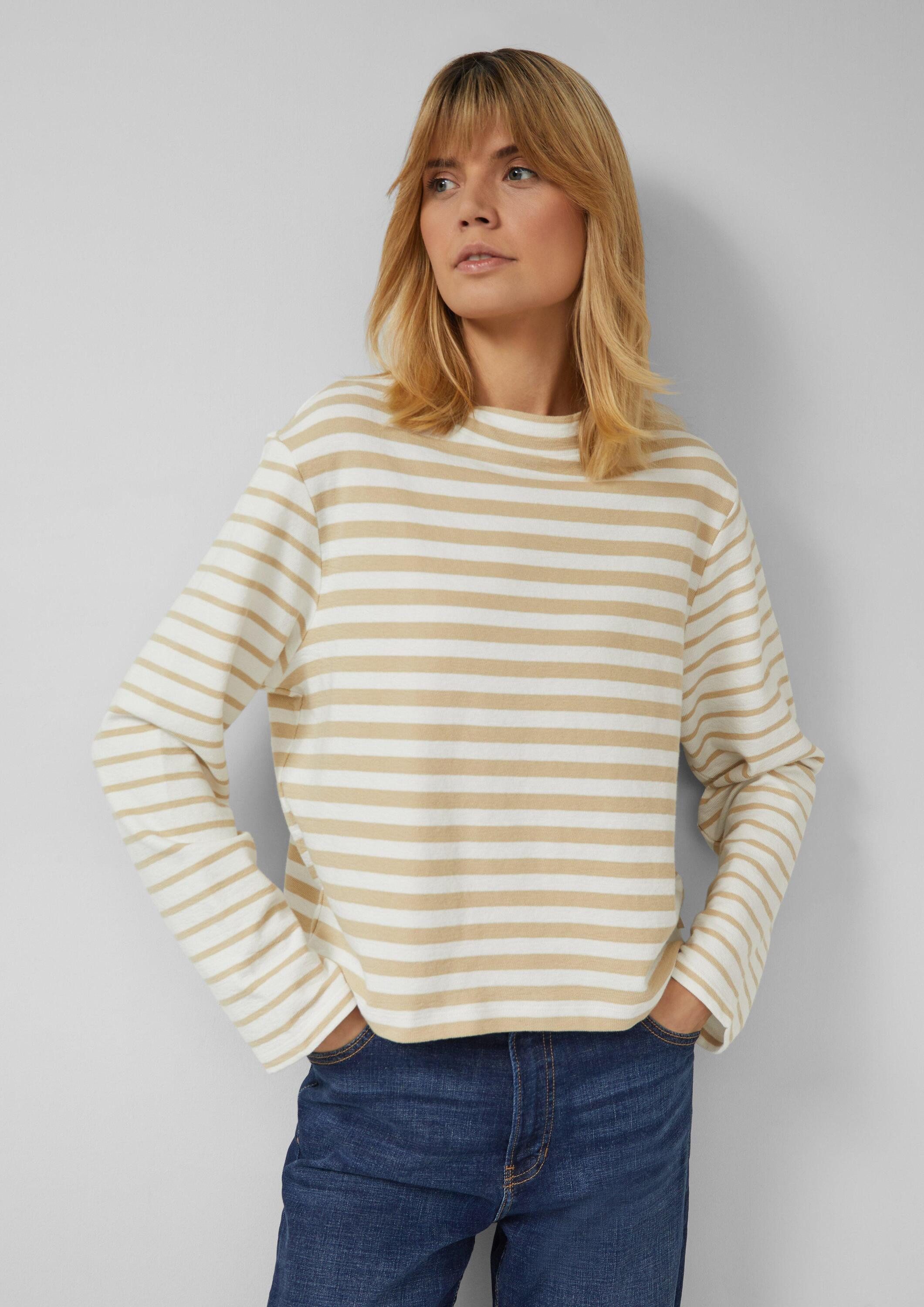 s.Oliver Sweatshirt Sweatshirt Gestreiftes Jersey-Sweatshirt mit Rundhalsausschnitt