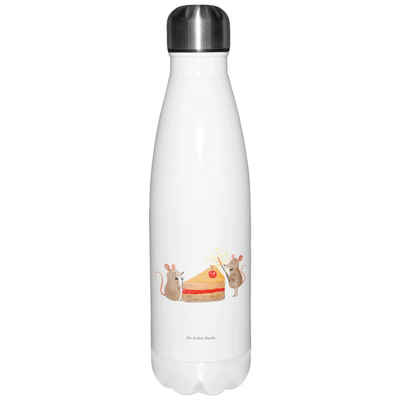 Mr. & Mrs. Panda Thermoflasche Mäuse Kuchen - Weiß - Geschenk, Kuchenstück, Isolierflasche, Thermos, Liebevolle Designs