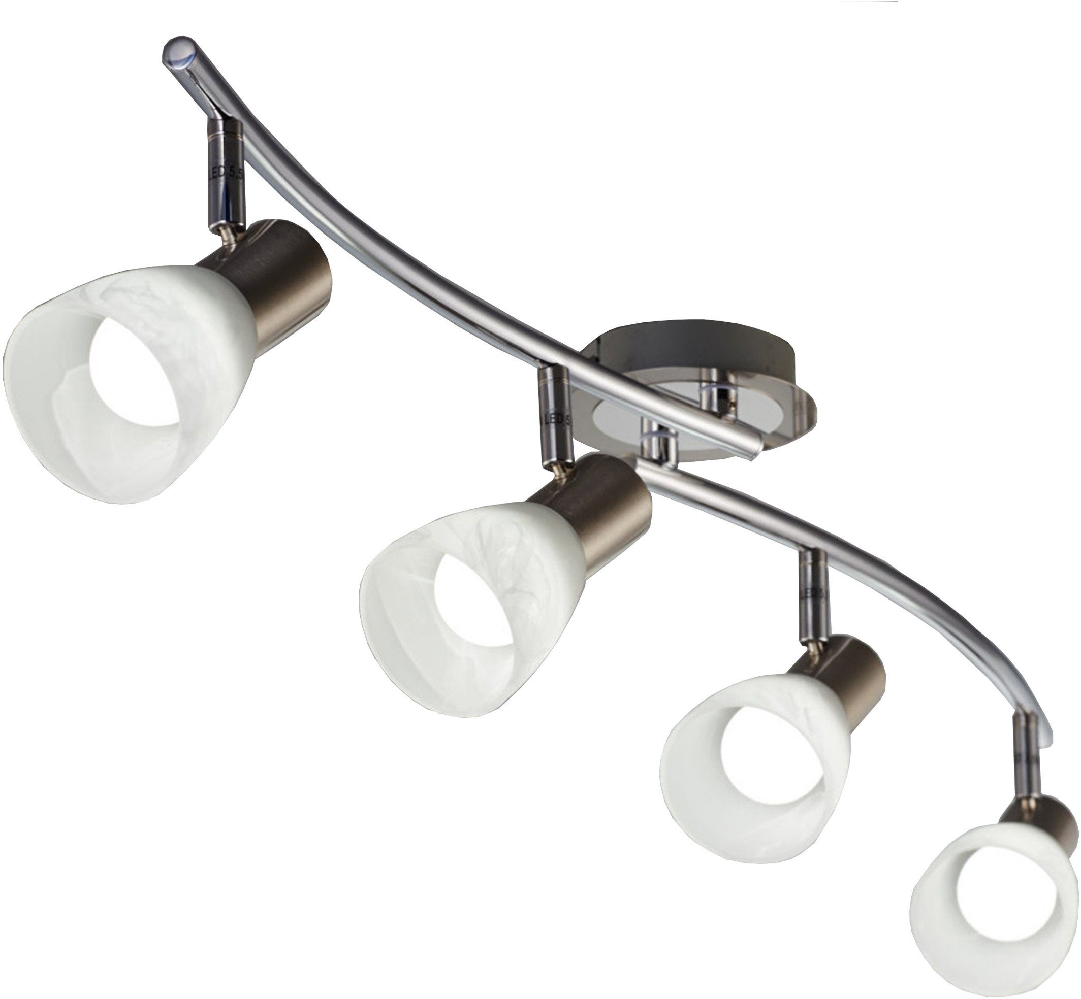 Glas Deckenstrahler, E14 Deckenlampe Warmweiß, LED wechselbar, schwenkbar Metall LED B.K.Licht Wohnzimmer Leuchtmittel Spot Leuchte
