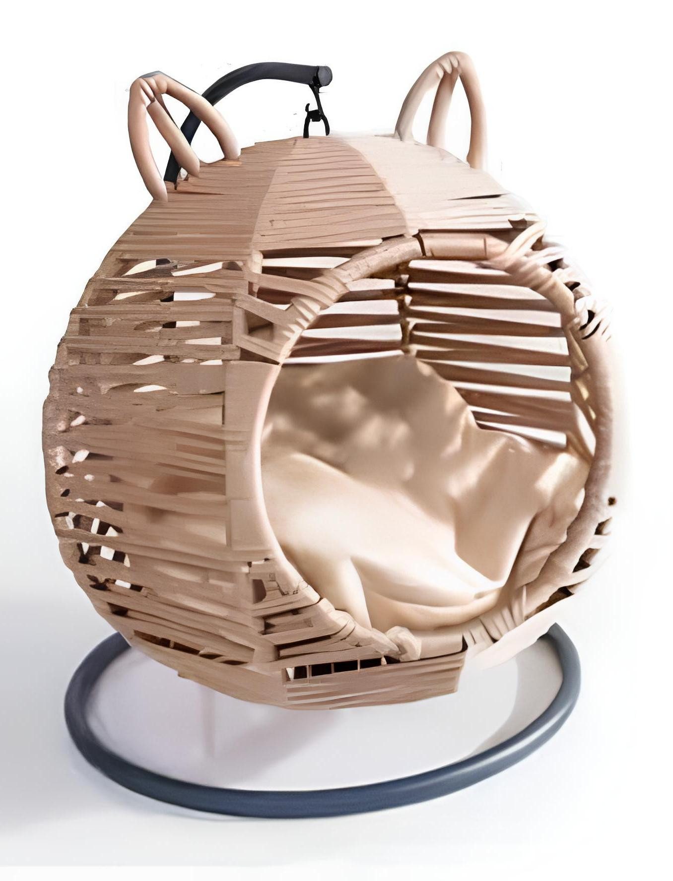 Xlmoebel Katzenzelt Zeitgemäße Rundschaukel Katzenhängematte Beige Luxuriöses, Hergestellt in Europa