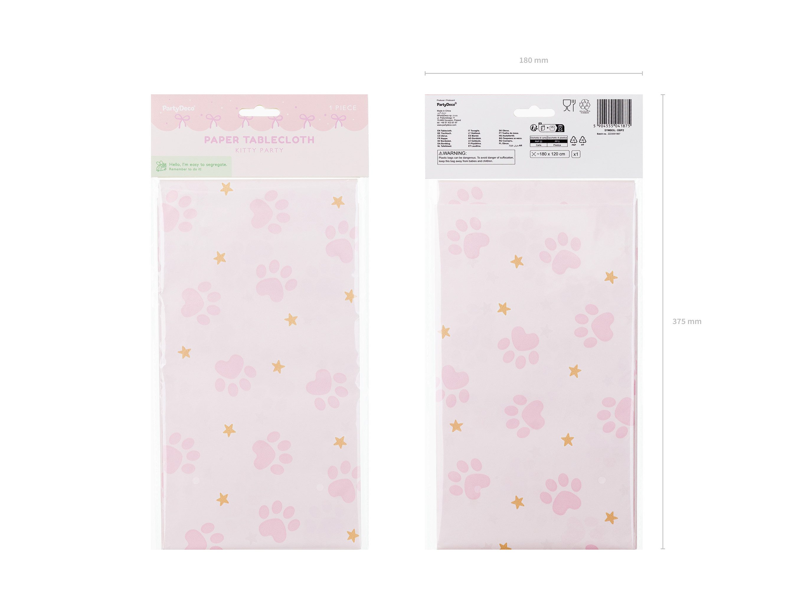 partydeco Tischdecke, Papiertischdecke 180x120cm Pfoten Muster günstig online kaufen