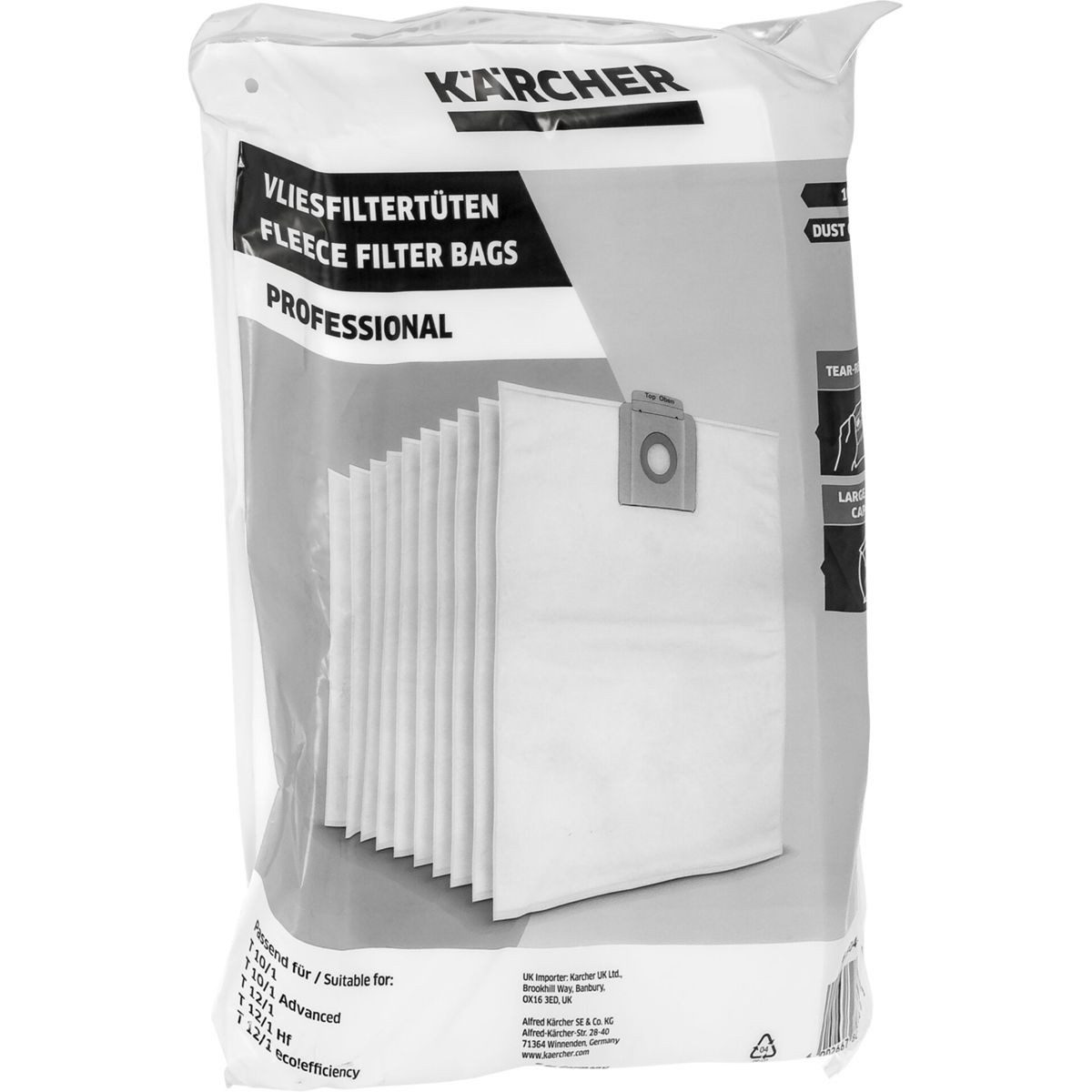 KÄRCHER Staubsaugerbeutel 10x Vliesfiltertüten 3-lagig T10/1 + T12/1