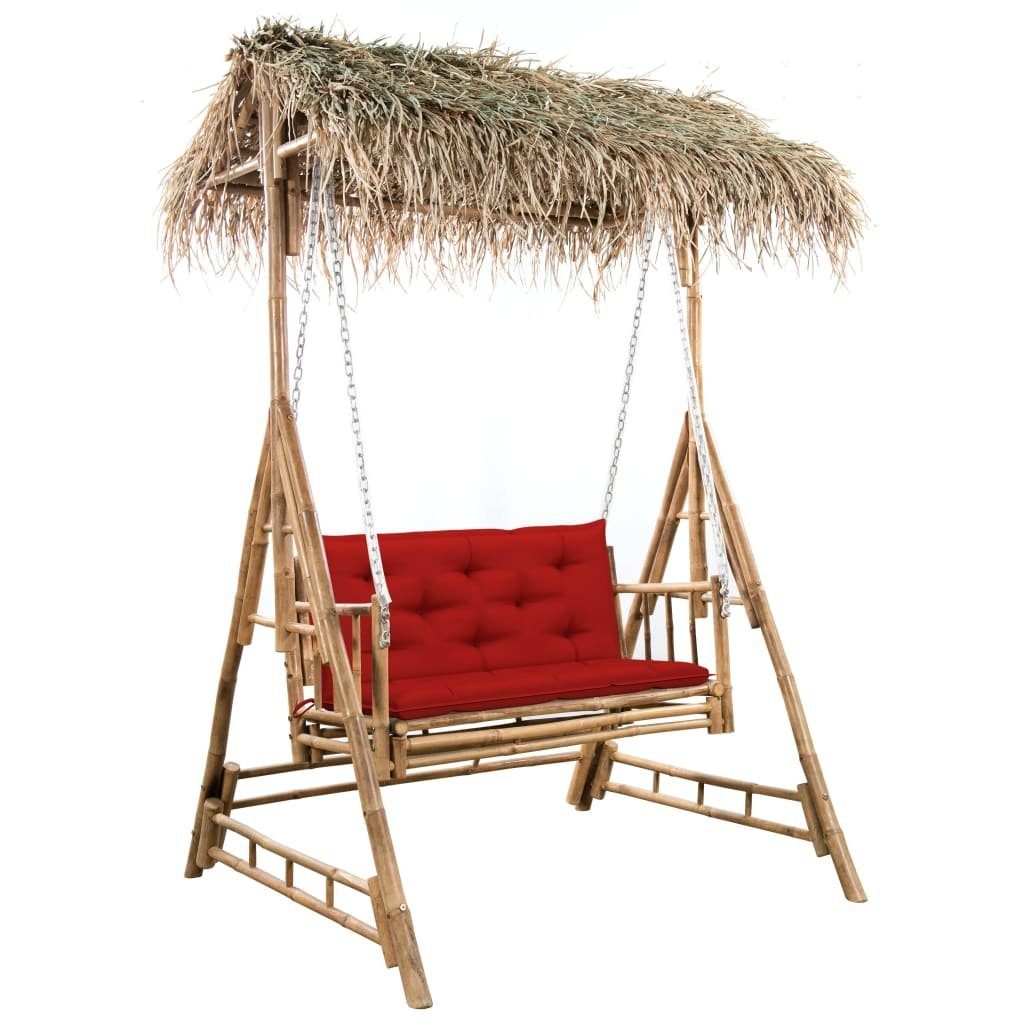 vidaXL Hollywoodschaukel Hollywoodschaukel mit Palmblättern und Kissen 202 cm Bambus, 1 tlg.
