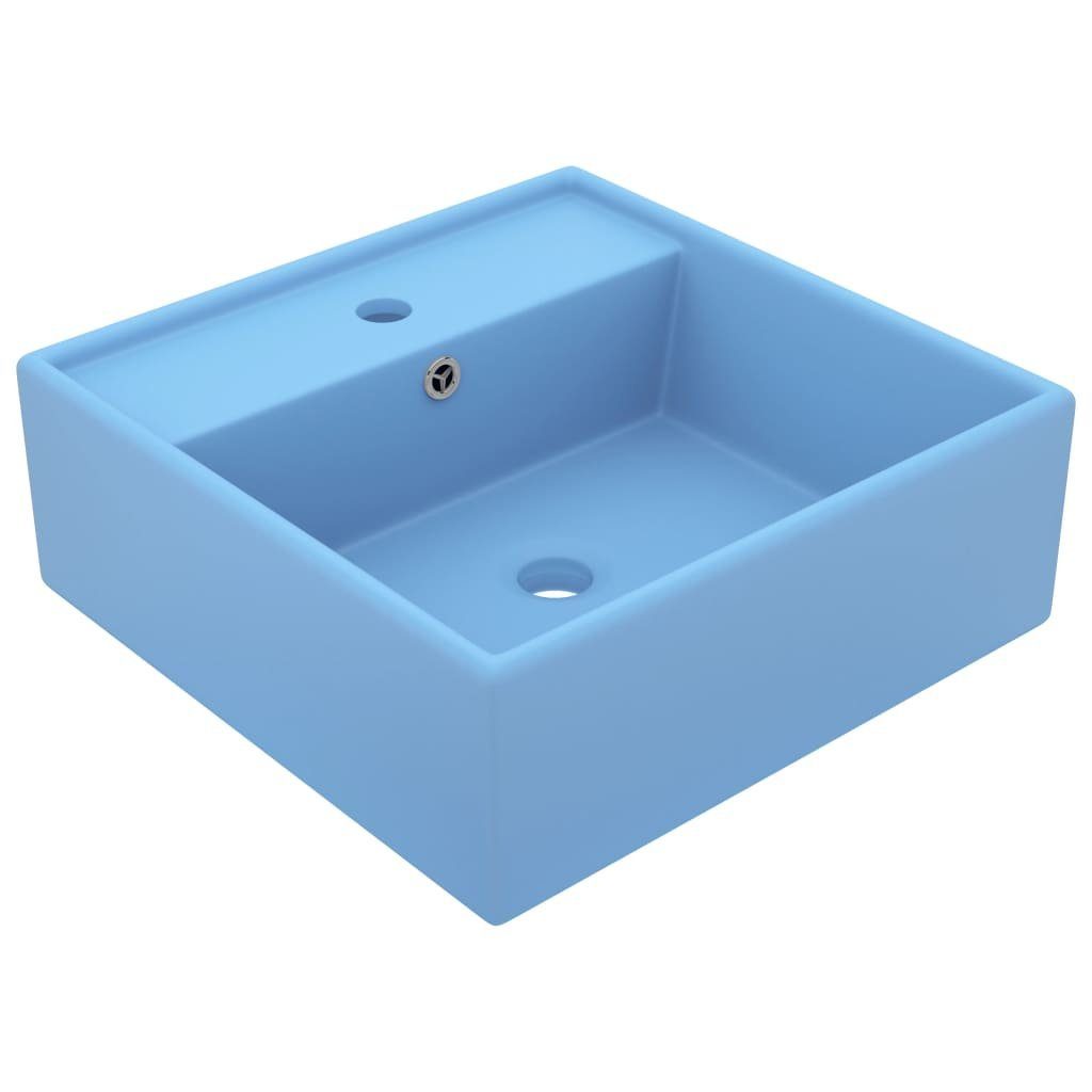 vidaXL Waschbecken Luxus-Waschbecken Überlauf Quadratisch Matt Hellblau 41x41 cm