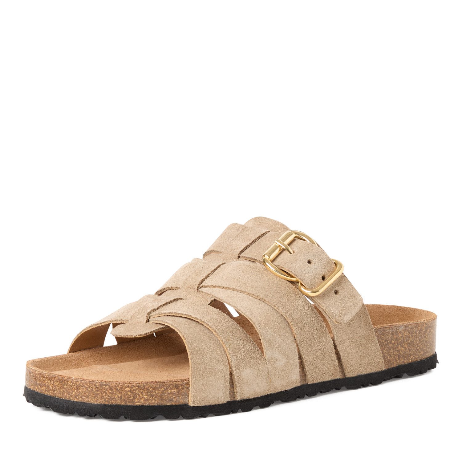 Tamaris Pantolette Schlupfschuh, Hausschuh, Sommerschuh mit Veloursleder-Fußbett