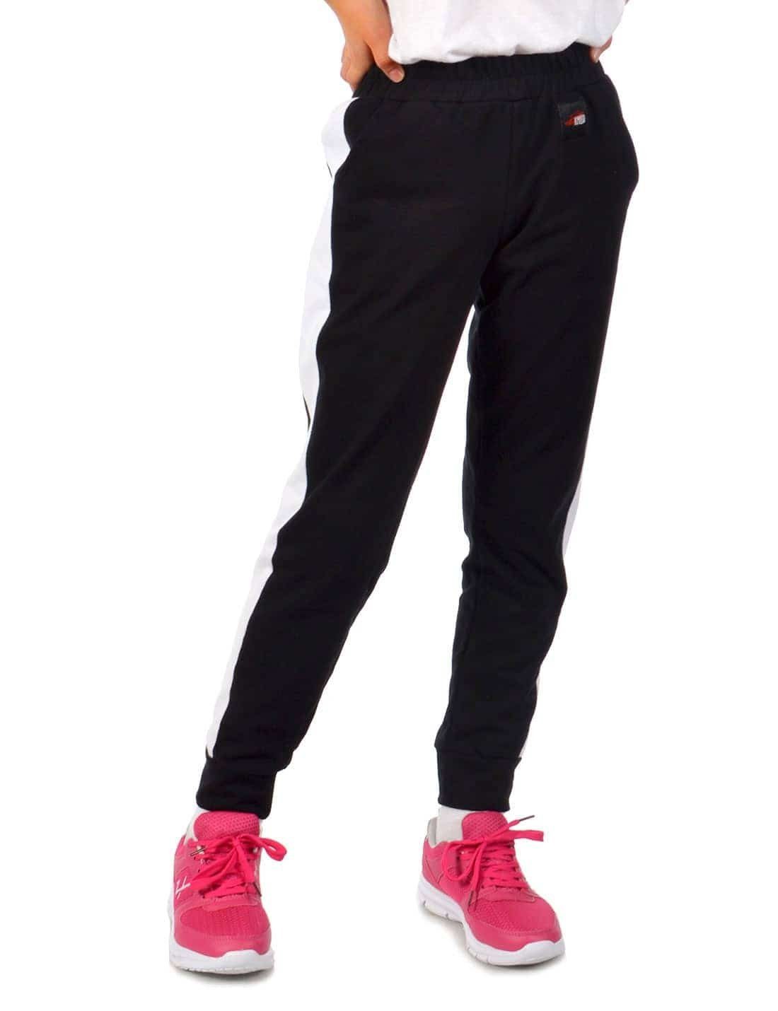 KMISSO Sporthose Mädchen Stoff Freizeithose Streifeneinsatz 30358 (1-tlg) Casual