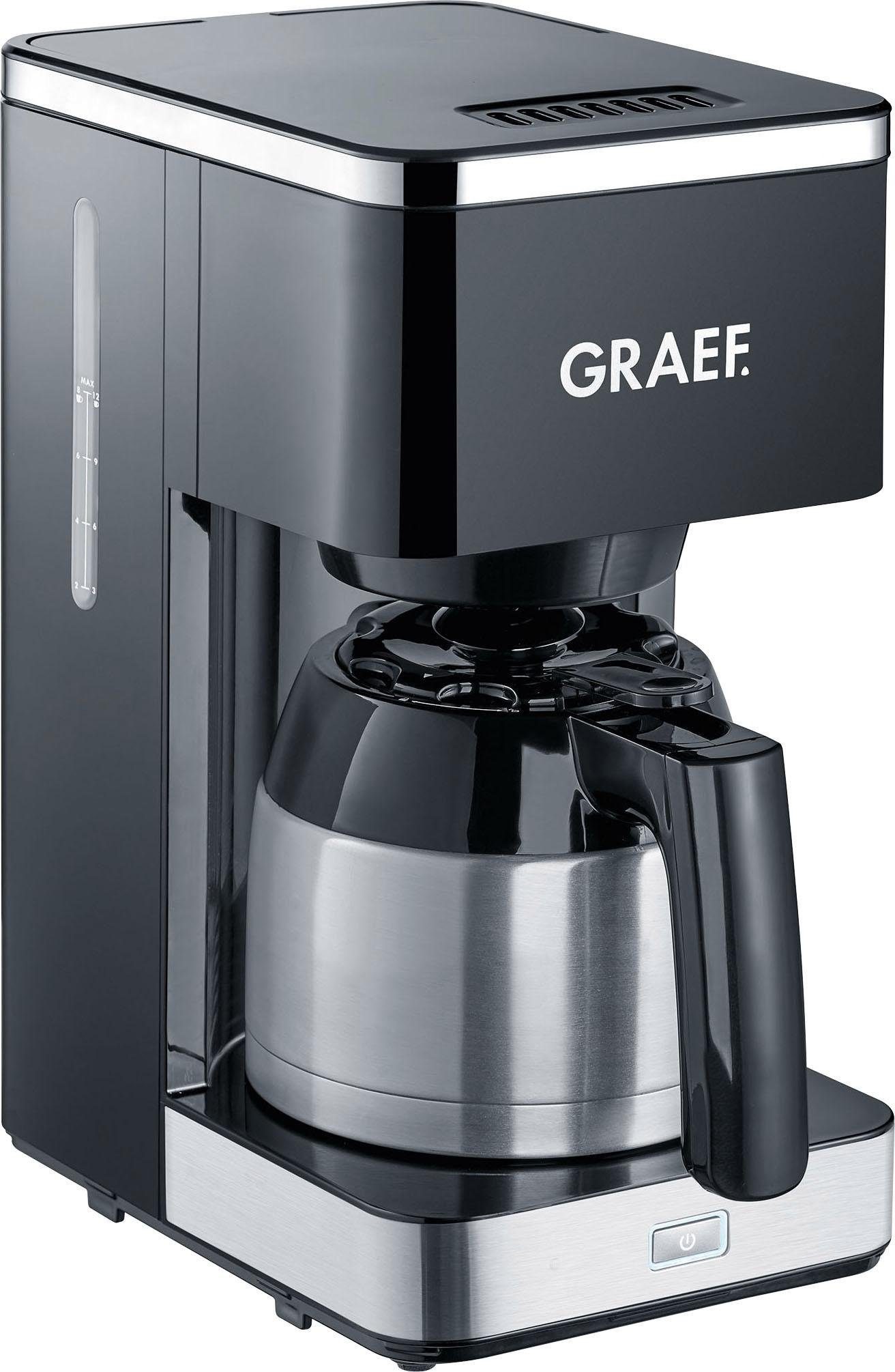 Graef Filterkaffeemaschine FK 412, 1l Kaffeekanne, Korbfilter 1x4, mit Thermokanne, schwarz