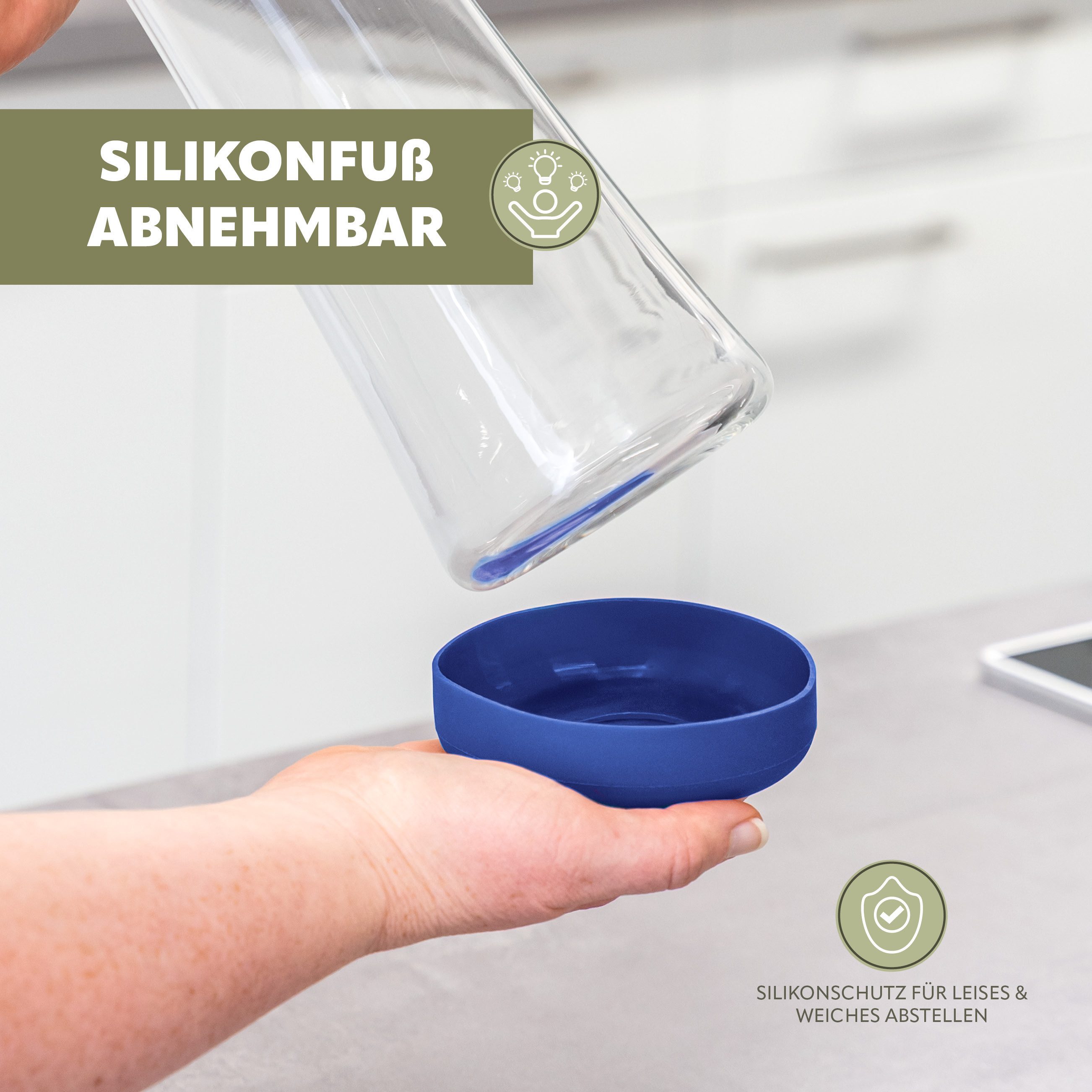 bremermann Karaffe CAROLA mit Silikonfuß - zerlegbarer Deckel - 1 Liter – Bild 5 von 5