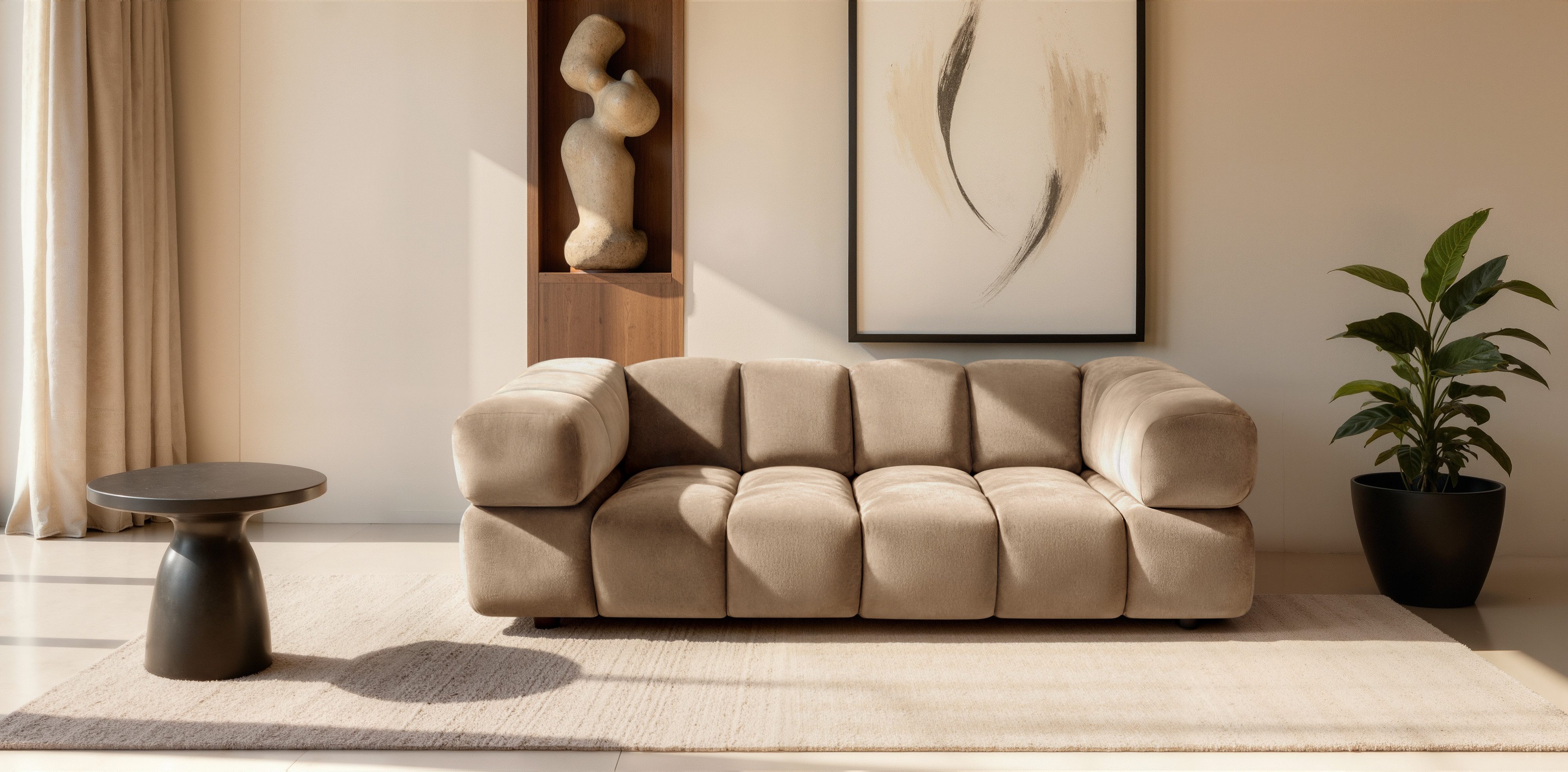 Kaiser Möbel Sofa 3-Sitzer für Wohnzimmer, Samtstoff Bluvel, Averro, 3-Sitzer Sofa, Designer-Bubble-Form,Modernes Minimalismus-Design