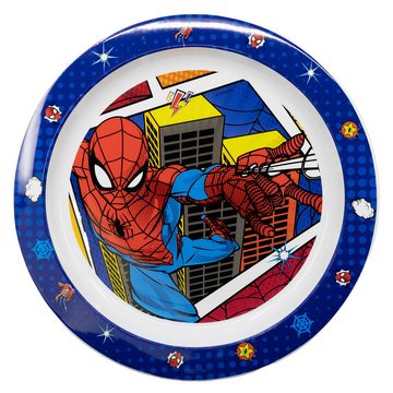 MARVEL Kindergeschirr-Set Marvel Spiderman Kinder Geschirr-Set 3 teilig Becher Teller Schüssel, 1 Personen, Kunststoff