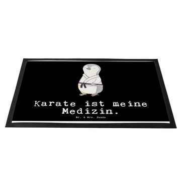 Fußmatte Pinguin Karate Medizin - Schwarz - Geschenk, Selbstverteidigung, Gewi, Mr. & Mrs. Panda, Höhe: 0.6 mm