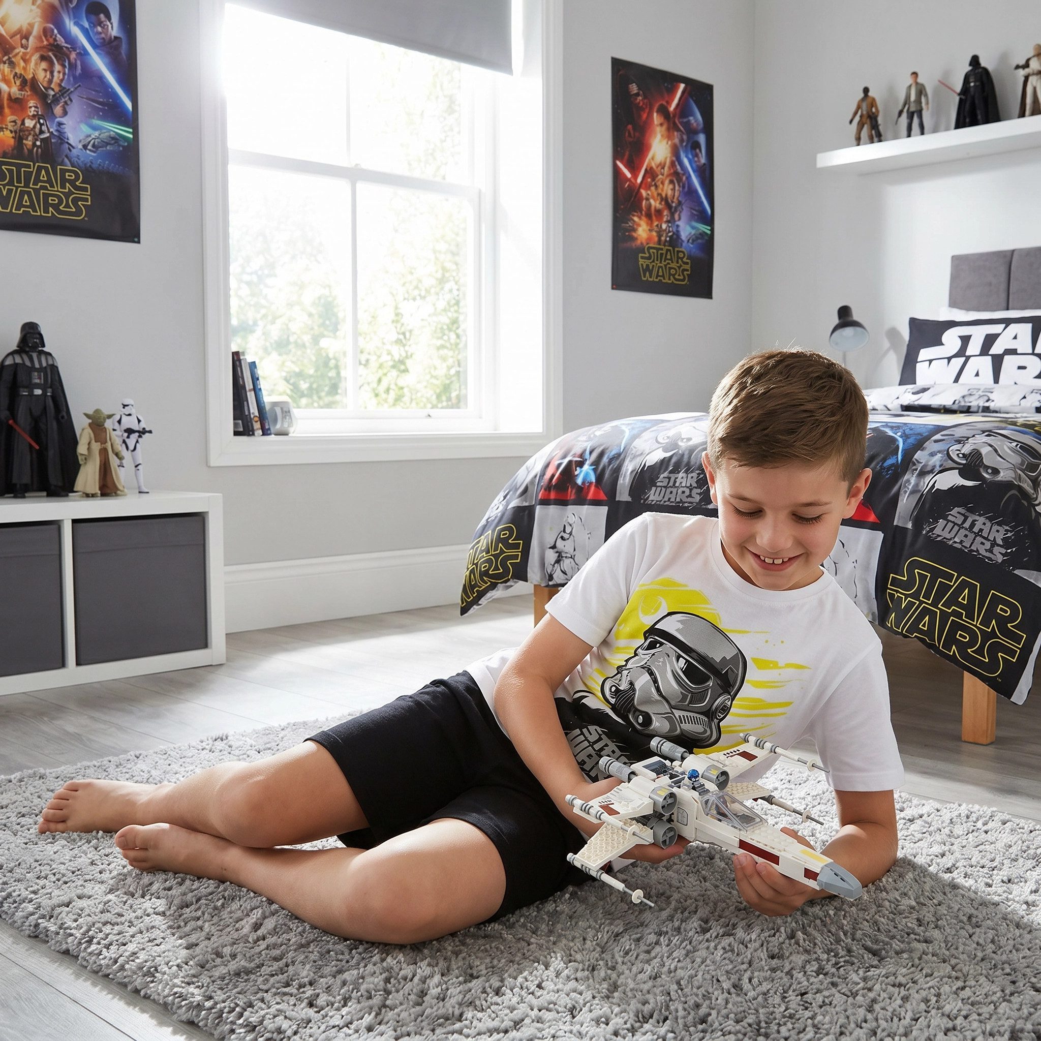 Disney Schlafanzug Star Wars Storm Trooper Kinder Pyjama Schlafanzug kurz 110-140 (Set) Gr. 110 bis 140, 100% Baumwolle