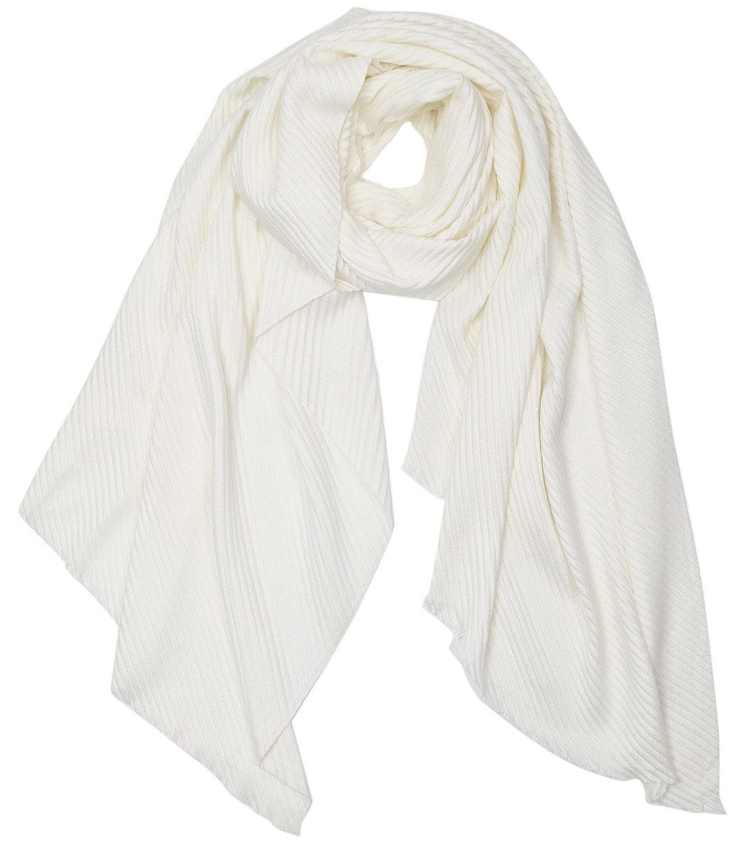 dy_mode XXL-Schal Damen XXL-Schal in Rippstrick-Optik Kuscheliger Winterschal, in Unifarben, mit feine Fransen