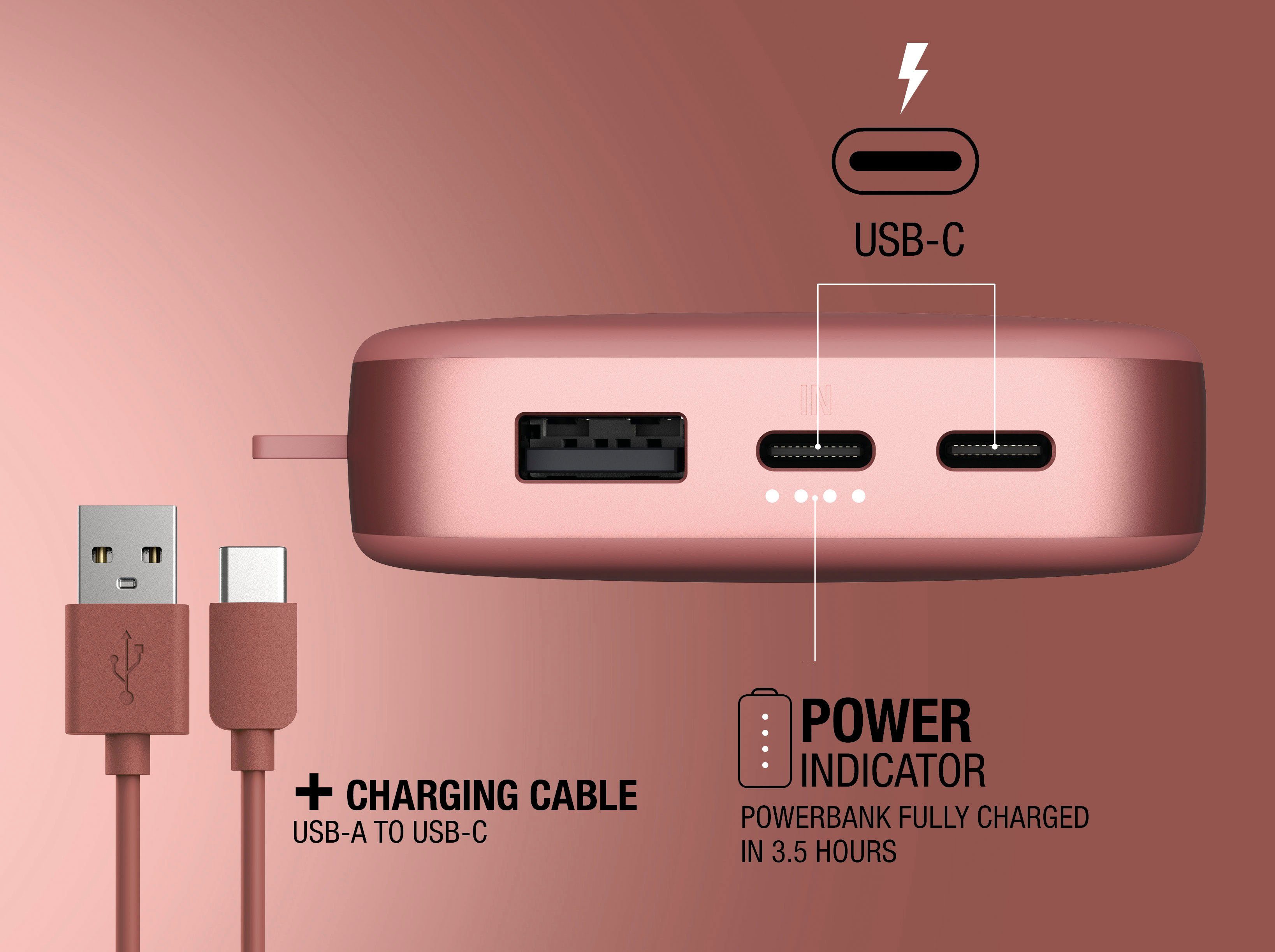 Fresh´n Rebel Power Fast & Pack PD Ultra mit 20W Charge USB-C, 18000mAh Powerbank rot