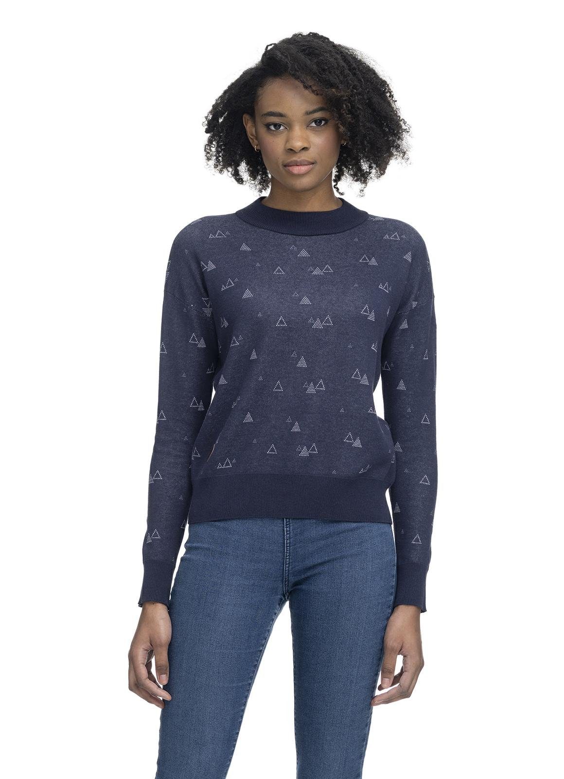 Ragwear Sweatshirt Heda kombinierbar Zuhause einen und Muster-Print, perfekt coolem mit Super Pullover für Tag Damen einfach