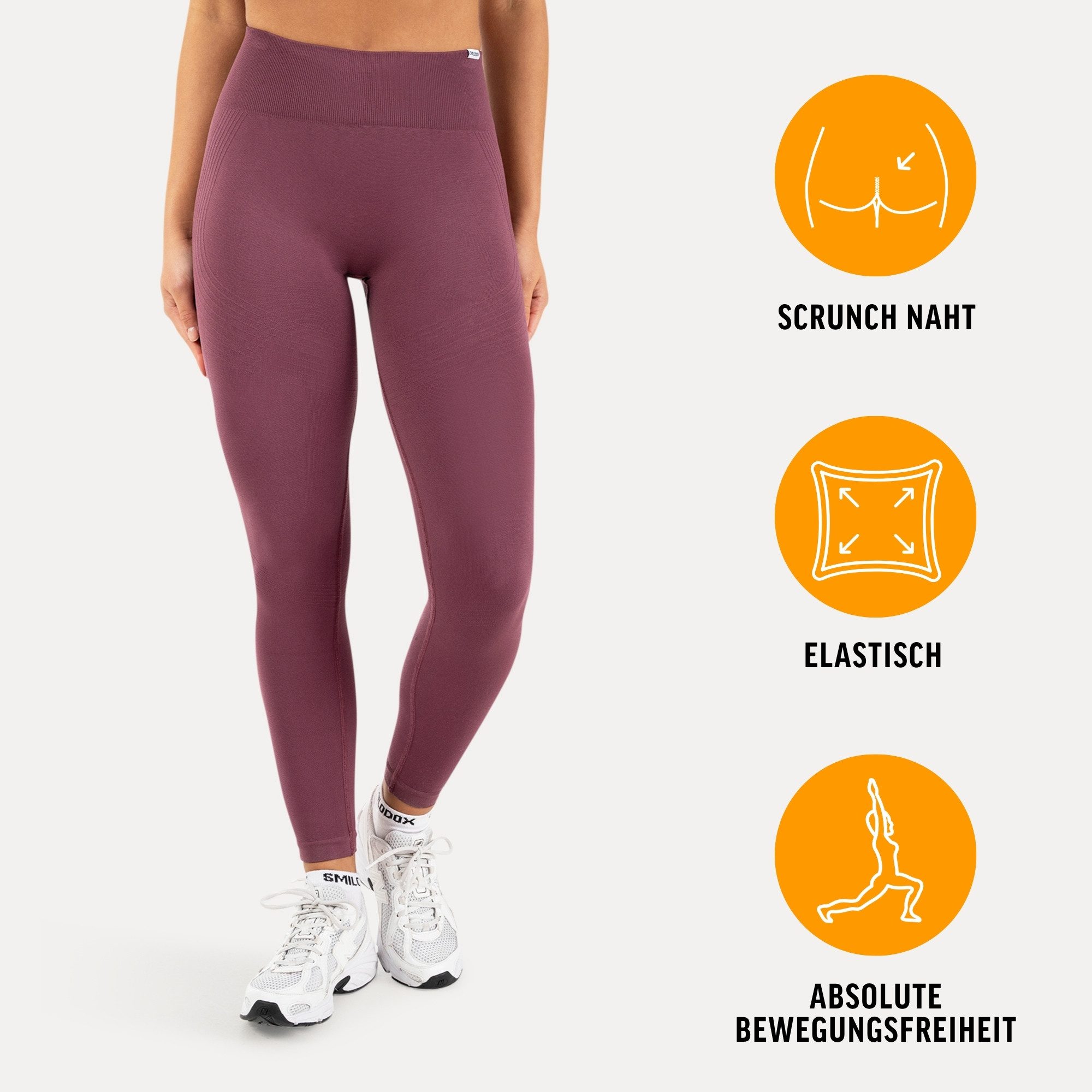 Smilodox Leggings Vonda, Scrunch Sporthose Damen, Shaped Fit, Seamless, Gym & Yoga V-Shape Bund, Seamless, Booty Shape, Push Effect, Squatproof