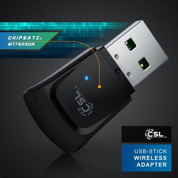 CSL WLAN-Dongle, 300 Mbit/s USB Stick WiFi Adapter 2,4 Ghz 2T2R, Verstärkung 18 dBm
