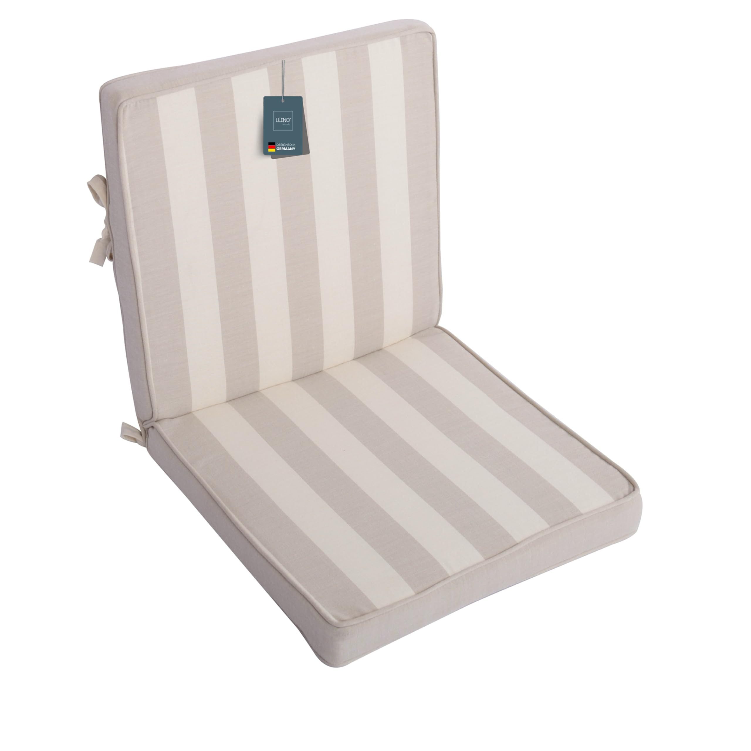 LILENO HOME Polsterauflage Niedriglehner, bequeme Sitzauflage für Gartenmöbel, Stuhlkissen, (1er Set), Gartenstuhl Auflage in Blockstreifen Beige, Sitzpolster waschbar