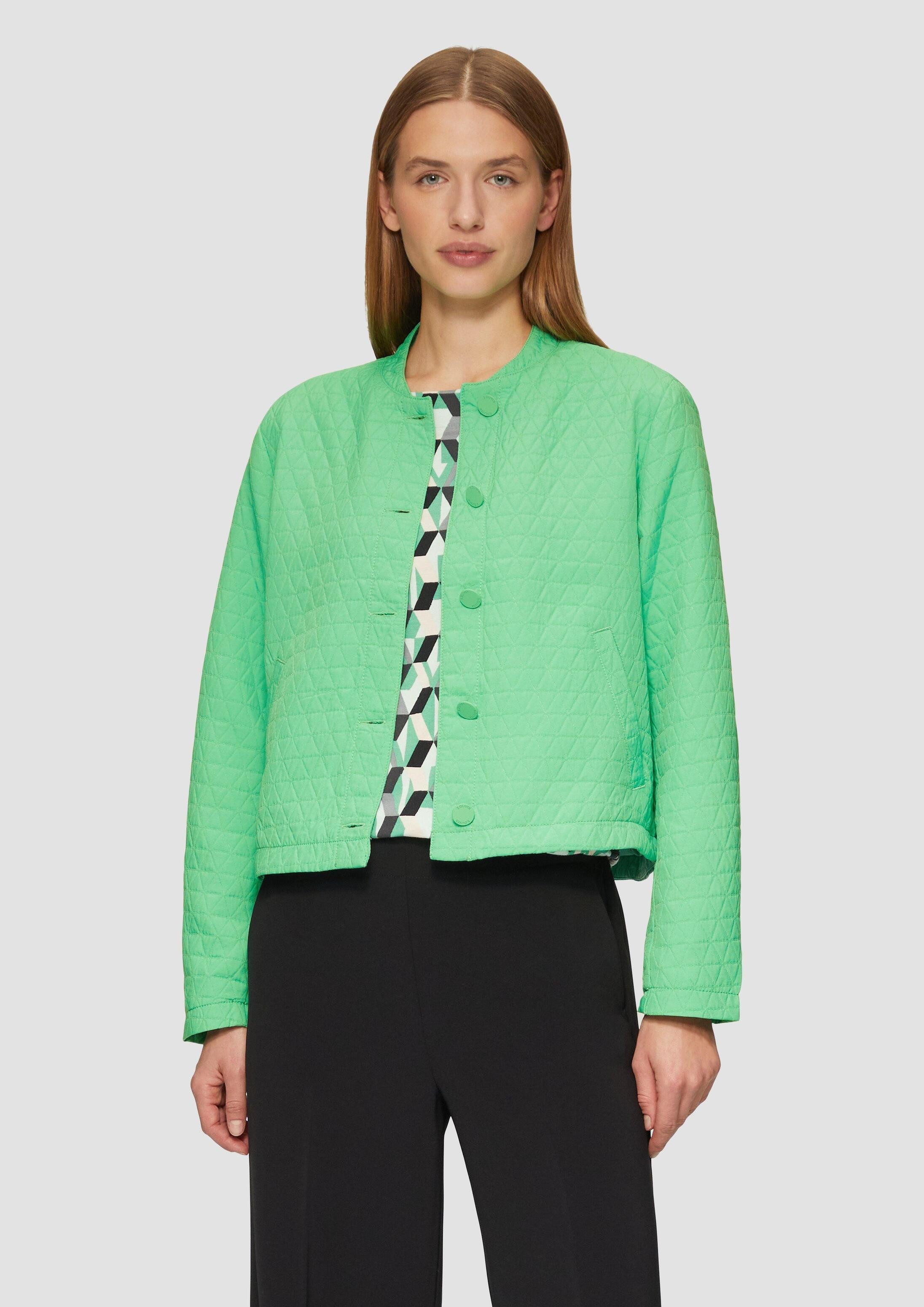 s.Oliver Sweatjacke Indoor-Jacke Strukturierter Blouson mit Stehkragen und Knopfleiste