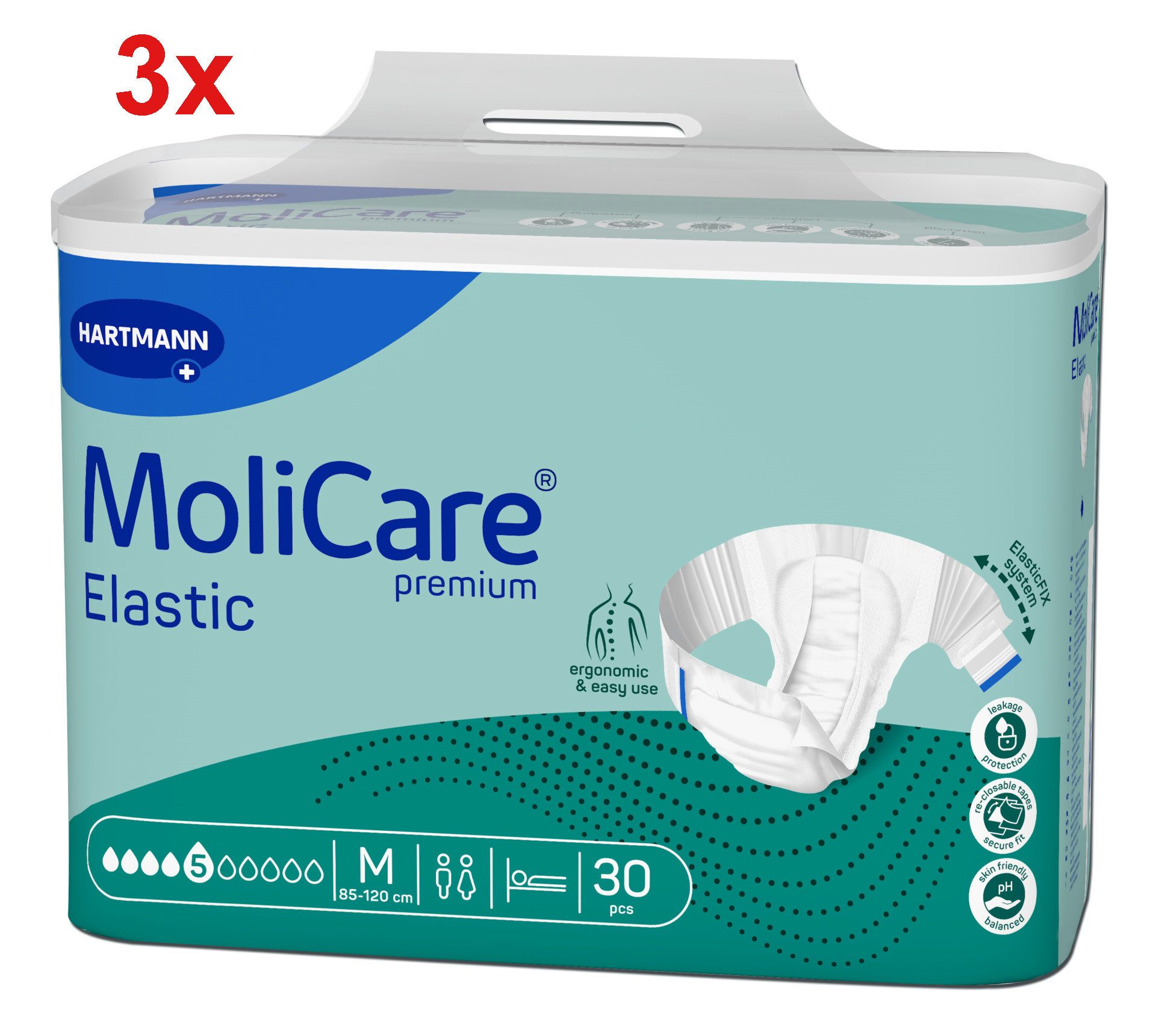 PAUL HARTMANN AG Inkontinenz-Pants MoliCare® Premium Elastic 5 Tropfen, mittel, M Gr., 3er-Pack