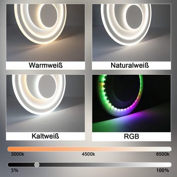 ZMH LED Deckenleuchte Acryl Modern Rund mit RGB Hintergrundleuchtung ∅50cm, Einstellbare Farbtemperatur, LED fest integriert, 3000-6500K+RGB, Rund Küchenlampe Design, für Wohnzimmer Schlafzimmer