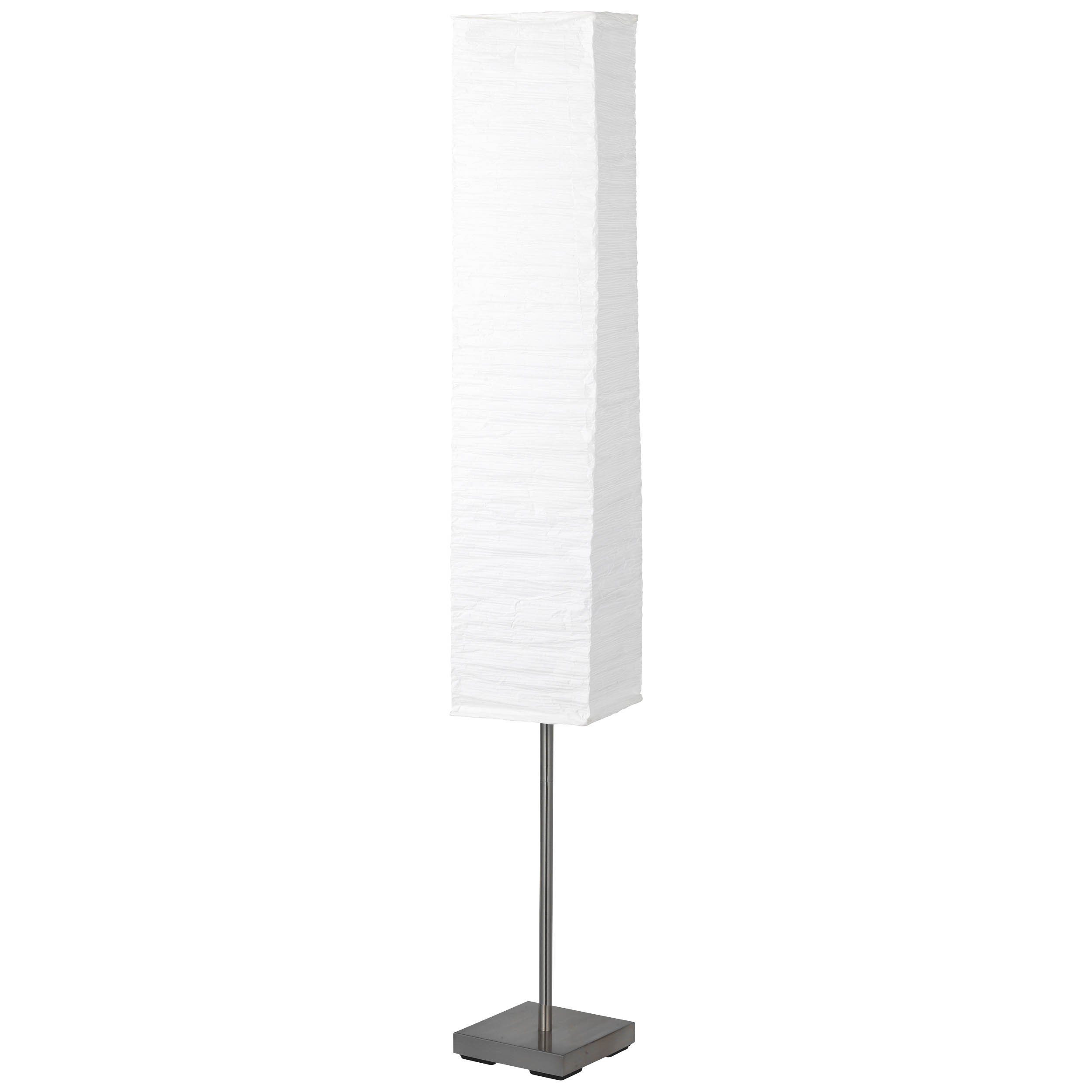 Brilliant Stehlampe Nerva, ohne Leuchtmittel, mit weißem Papierschirm, 145 cm Höhe, E14, Metall/Papier, titan/weiß