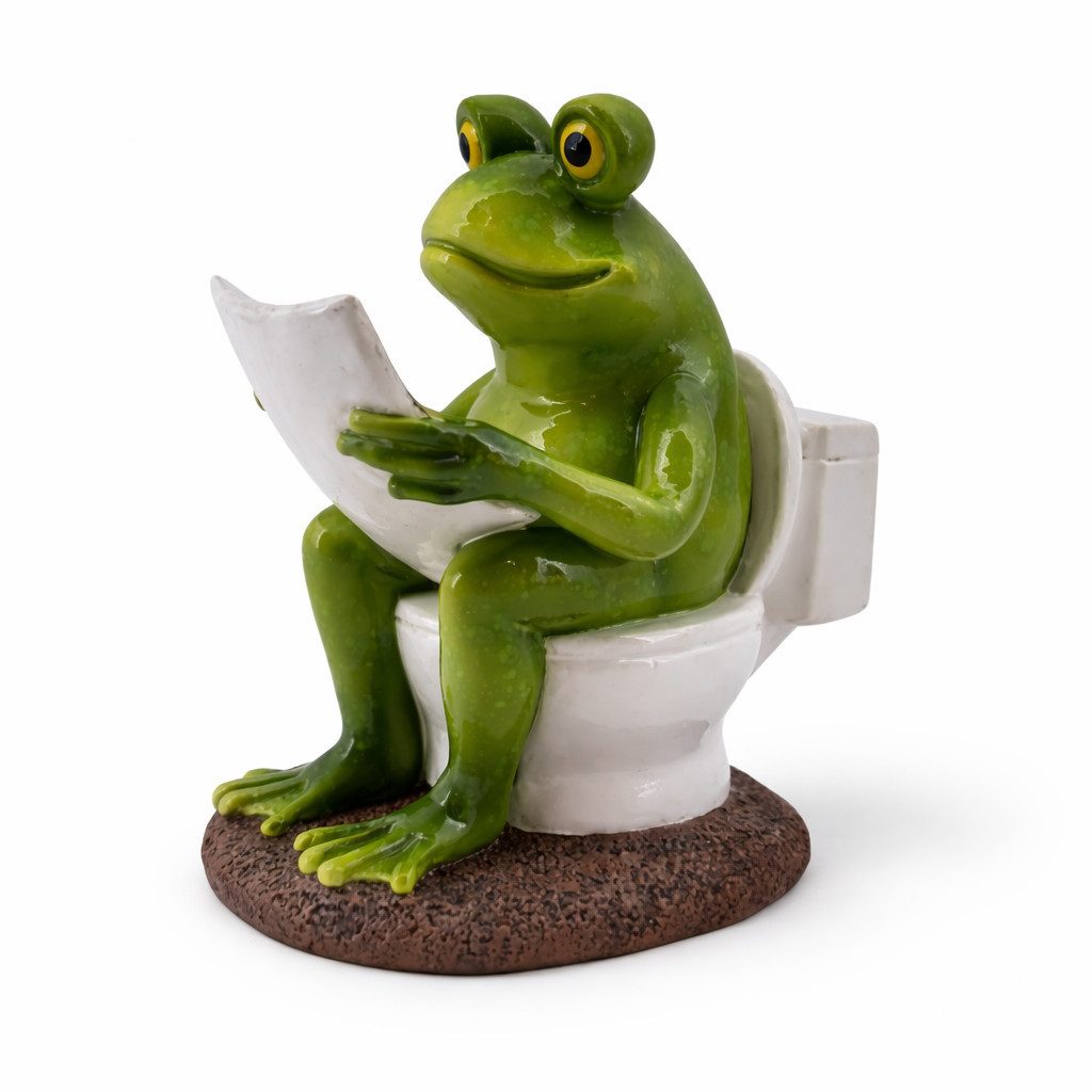 Figuren-Discounter Dekofigur Witzige Frosch-Dekofigur auf Toilette mit Zeitung – Polyresin, 12,5 cm (1 St., Frosch auf Toilette)