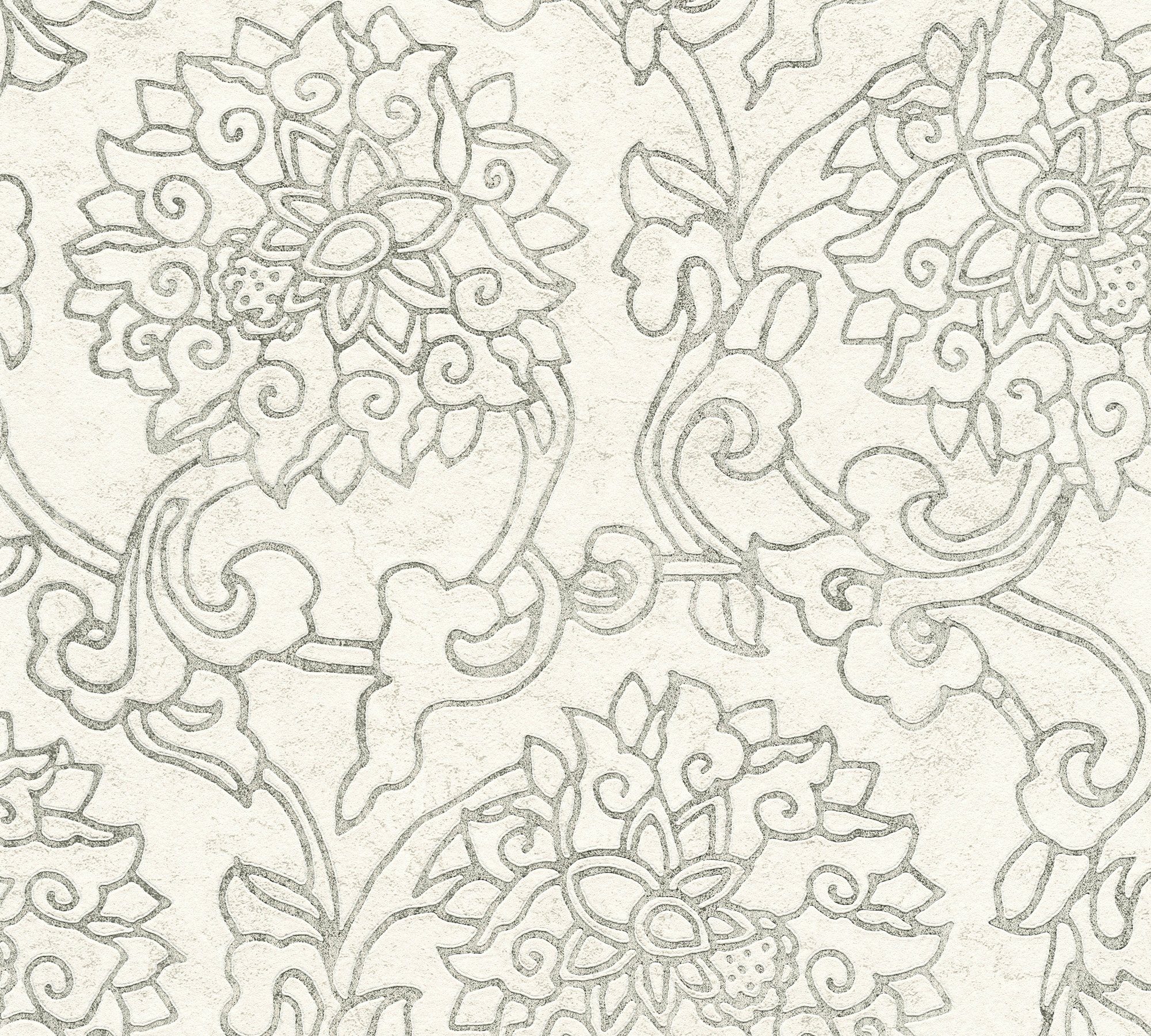 Vliestapete Japanisch Ornament Tapete gemustert, aufgeschäumt, Fusion, A.S. creme/grau ornamental, Asian Création
