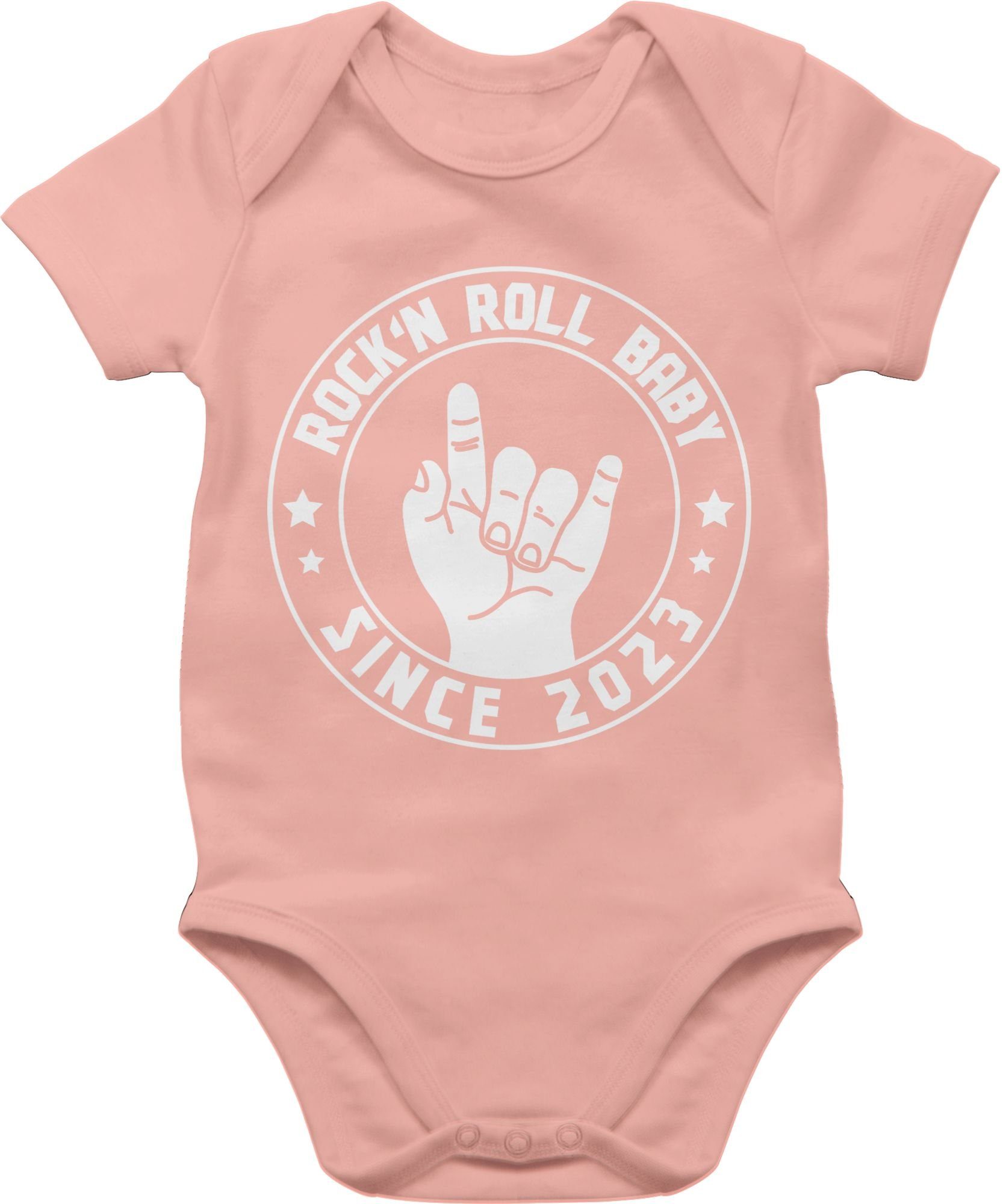 Babyrosa Shirtracer 2 Shirtbody Rock'n Sprüche 2023 Roll Baby Baby since