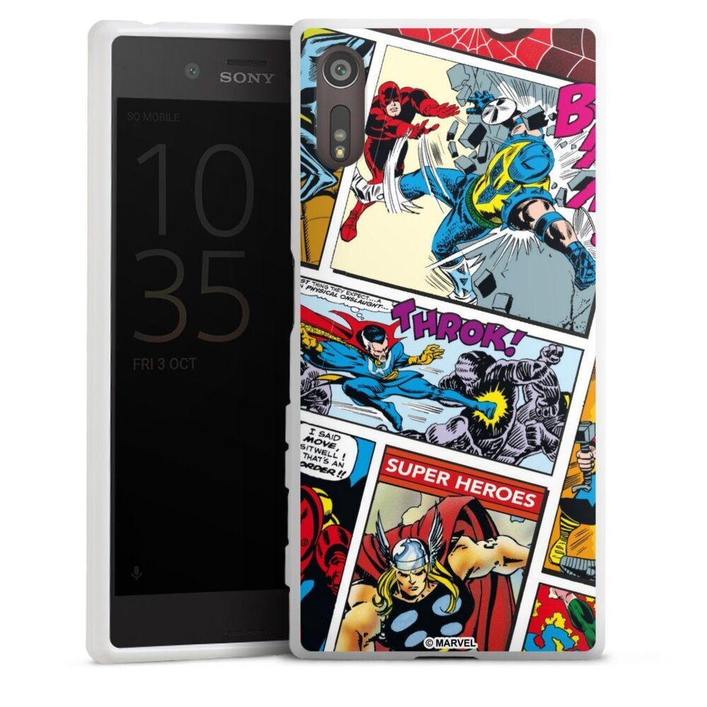 DeinDesign Handyhülle Marvel Retro Comic Blue, Sony Xperia XZ Silikon Hülle Bumper Case Handy Schutzhülle