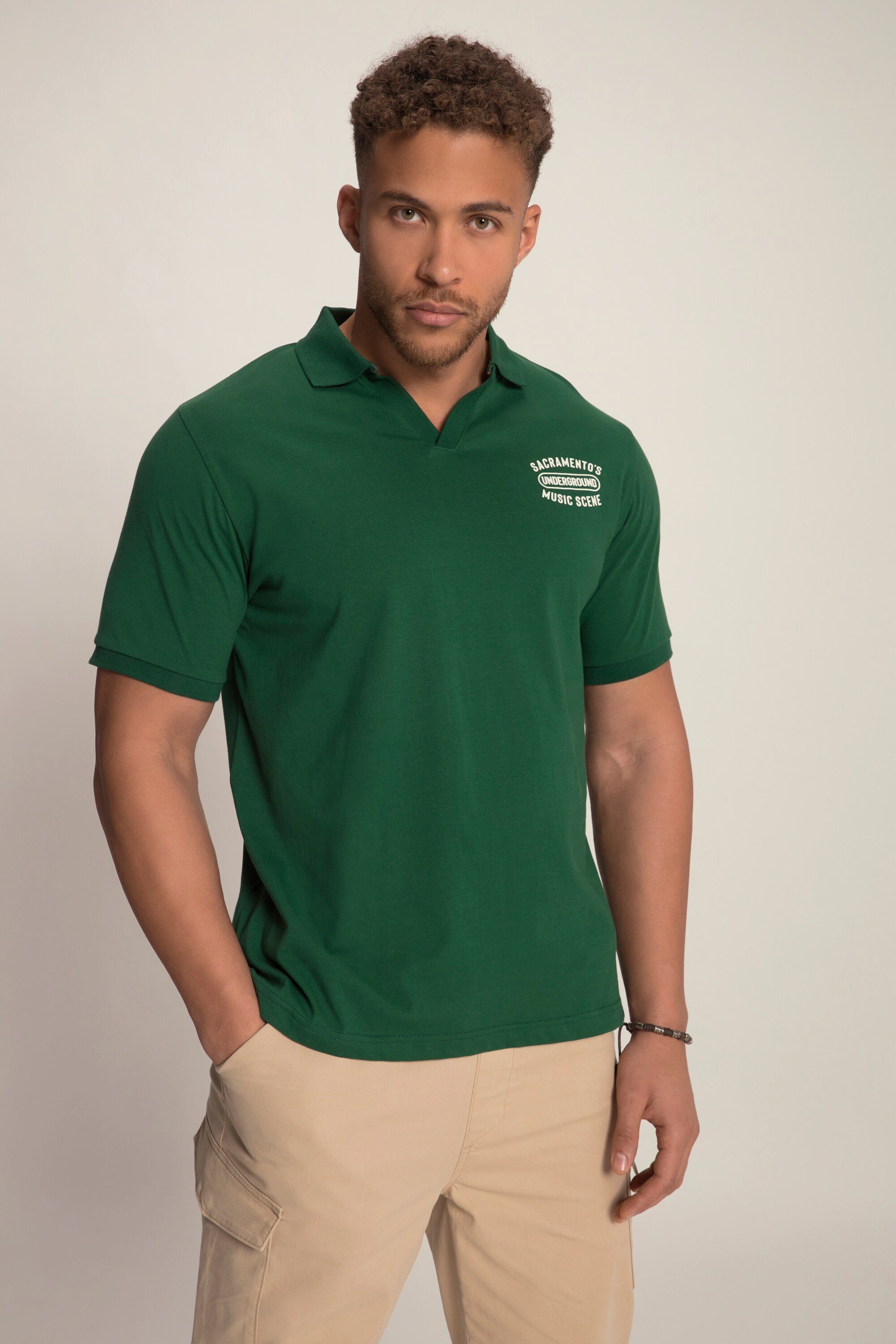 STHUGE Poloshirt STHUGE Poloshirt Jersey Halbarm V-Ausschnitt