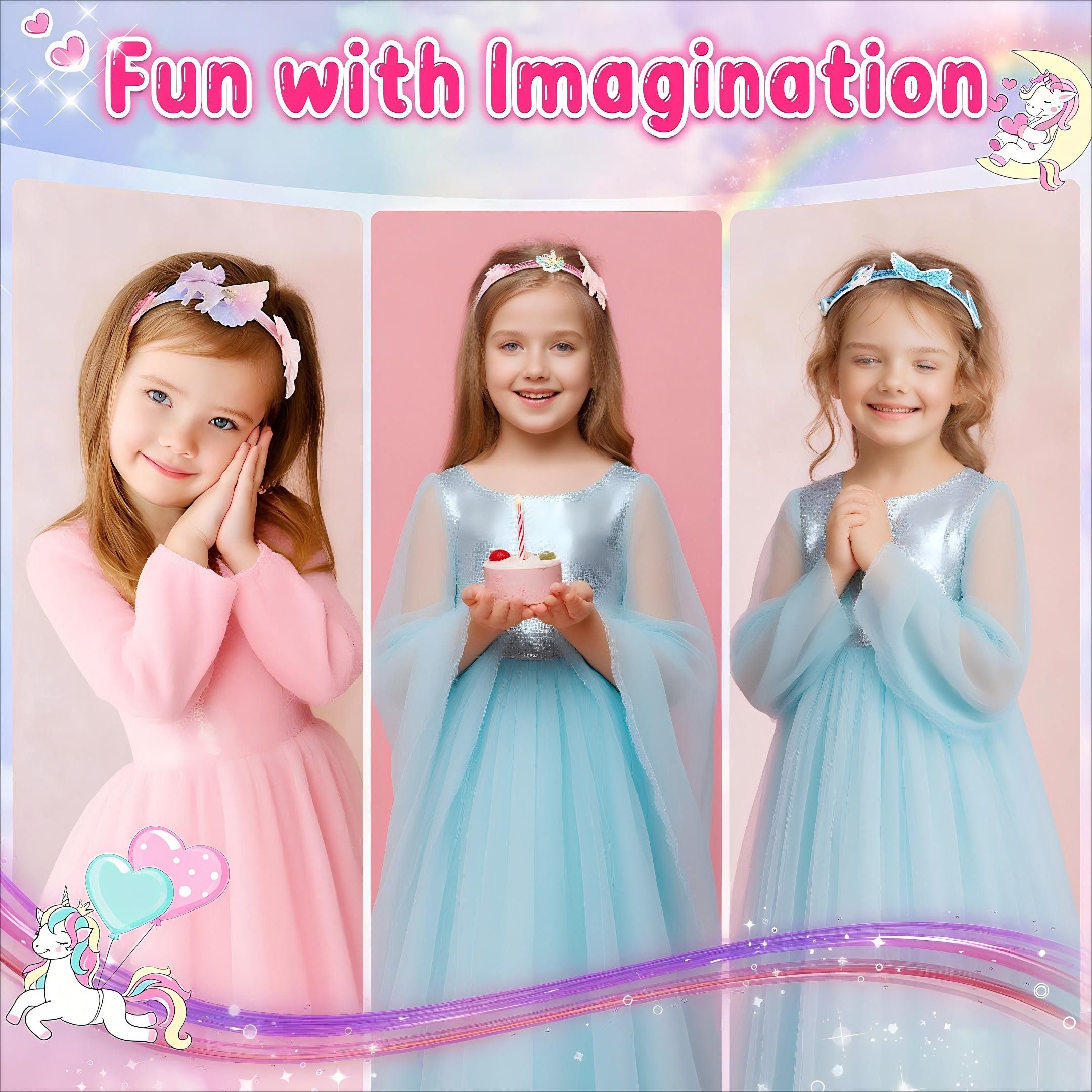 POPOLIC Haarreif Haarreifen Mädchen, Kreativset, Haarreifen Selber Machen Mädchen, 1-tlg., Mode Geburtstagsgeschenk für Mädchen, Einhorn, Haarschmuck Bastelset Kinder ab 4 5 6 7 8 9 Jahre