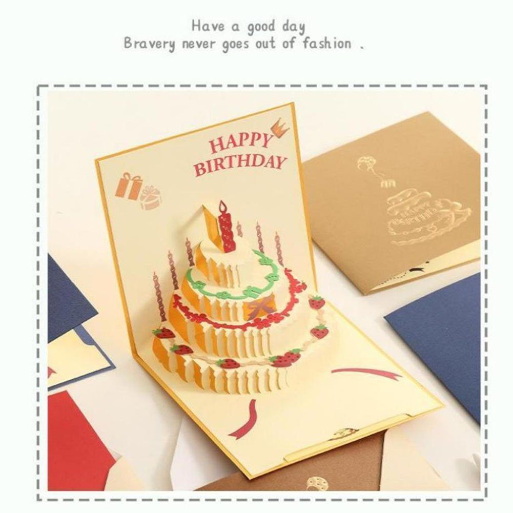 Blusmart Weihnachtskarte 3D-Grußkarte Zum Geburtstag, Zum Faltbare Glückwunschpostkarte yellow