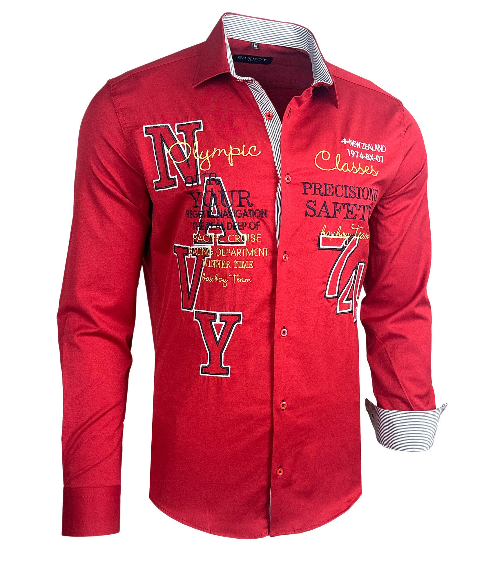 Baxboy Langarmhemd Baxboy Herren Hemd Kentkragen Hemden Slim Fit Anzug Kontrasten B 507 – Bild 3 von 5