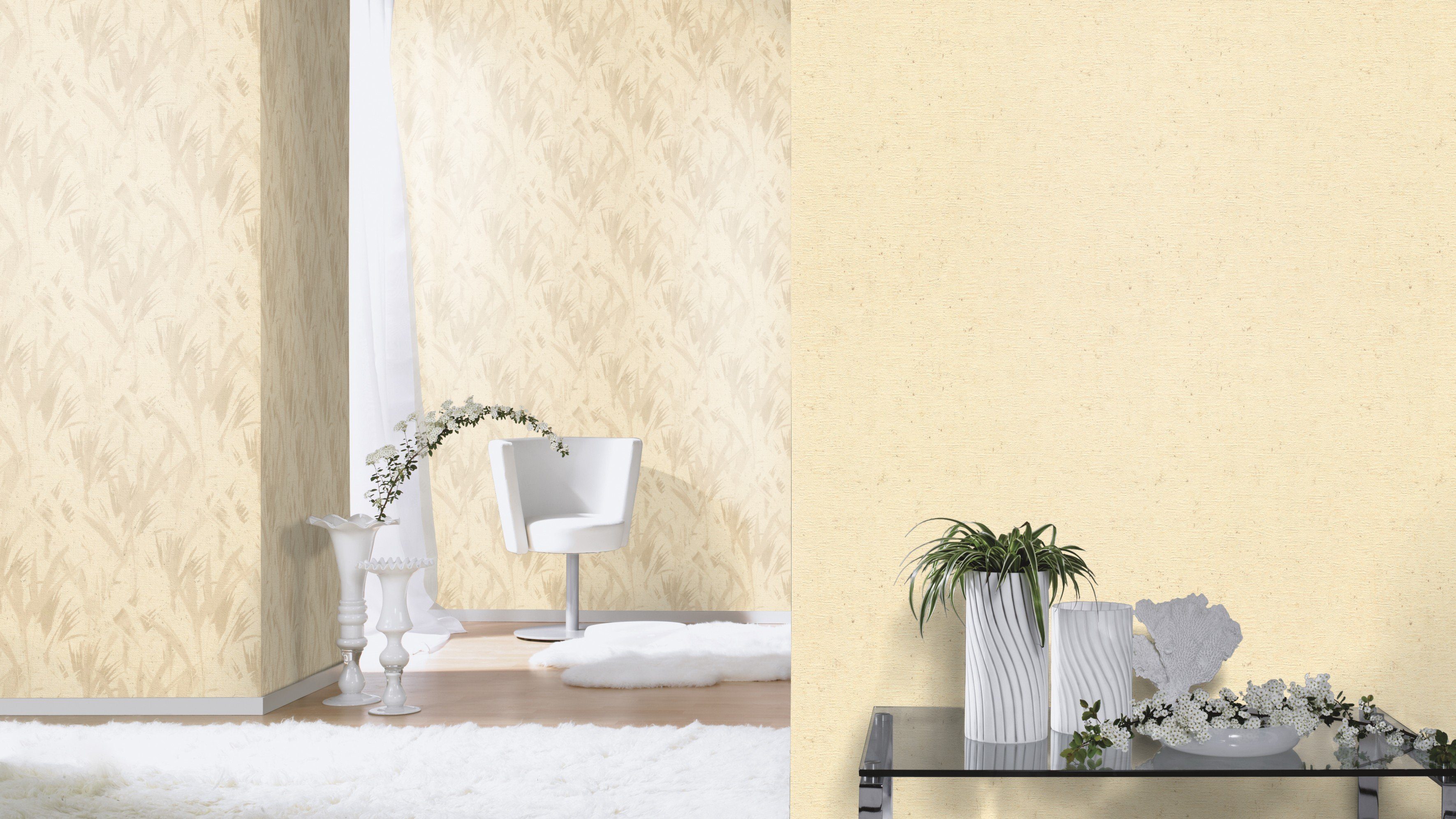 botanisch Rasch Concrete, Vliestapete strukturiert, beige/beige