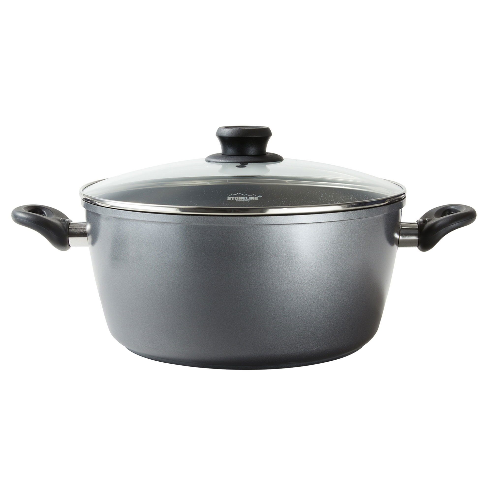 STONELINE Bratentopf, Aluminiumguss (2-tlg), mit echten Steinpartikeln, induktionsgeeignet, Designed in Germany