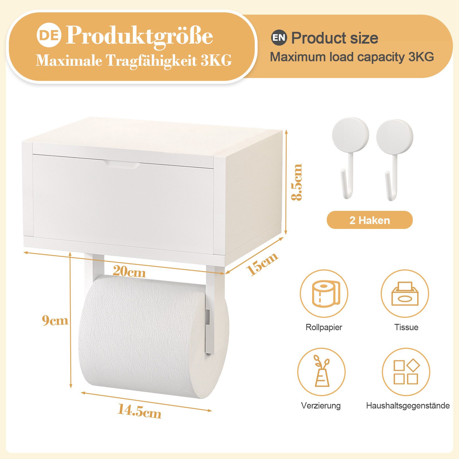 Yorbay Toilettenpapierhalter Bambus Wandmontage ohne Bohren günstig online kaufen