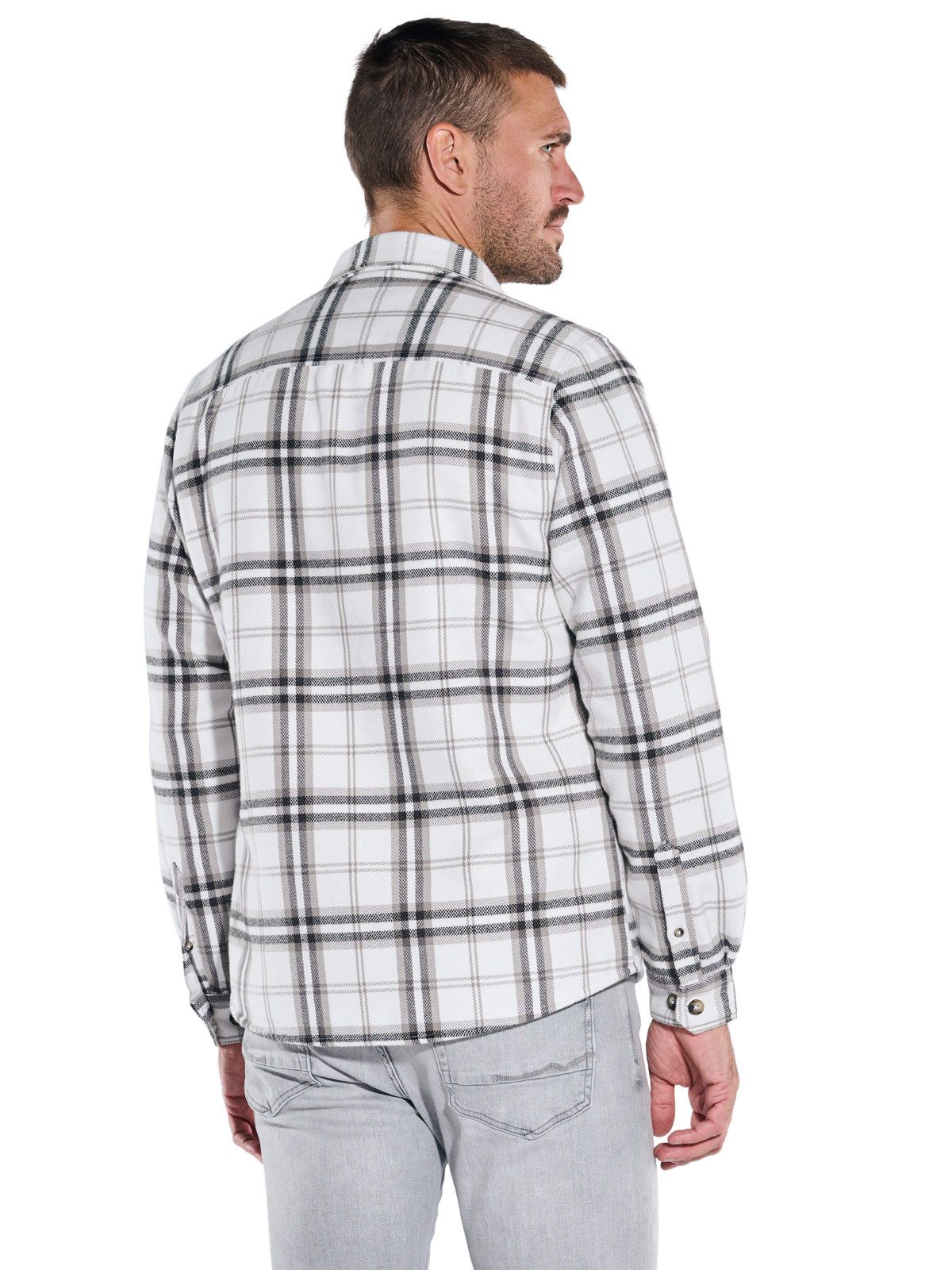 emilio adani Langarmhemd emilio adani Herren Overshirt kariert, Naturweiss günstig online kaufen