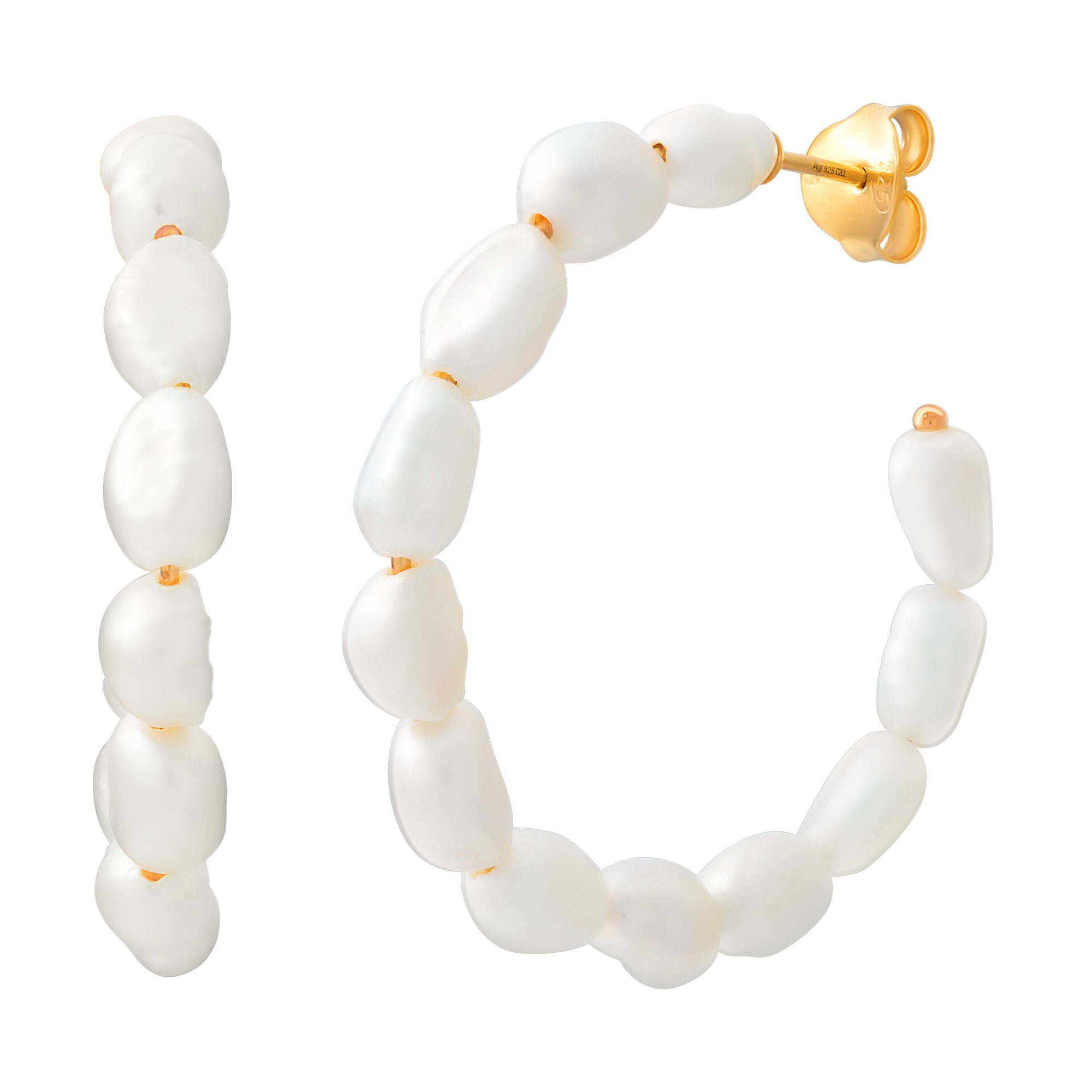 Caï handgefertigt 925 vergoldet CAÏ qualitätvoll sind Paar Ohrstecker Perlen, Silber Schmuckstücke
