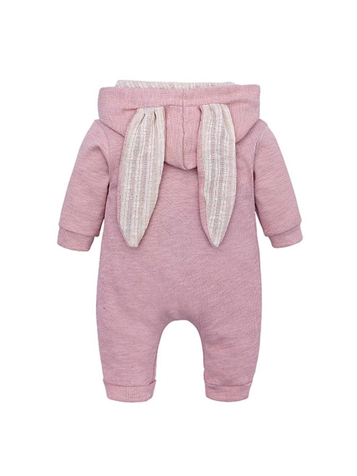 Gluckids Strampler Unisex Baby Langarm Bodysuit mit Kapuze Warmer Overall Babykleidung (mit Reißverschluss, 1-tlg) Kapuzenpullover mit Süßen Ohren Kleinkind Frühling Herbst Bodysuit