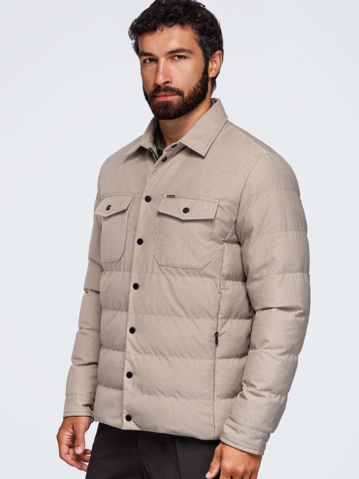 OMBRE Steppjacke Herren Steppjacke mit klassischem Kragen Beige XXL (kein Set, 1-St) in Unifarbe – Bild 5 von 5