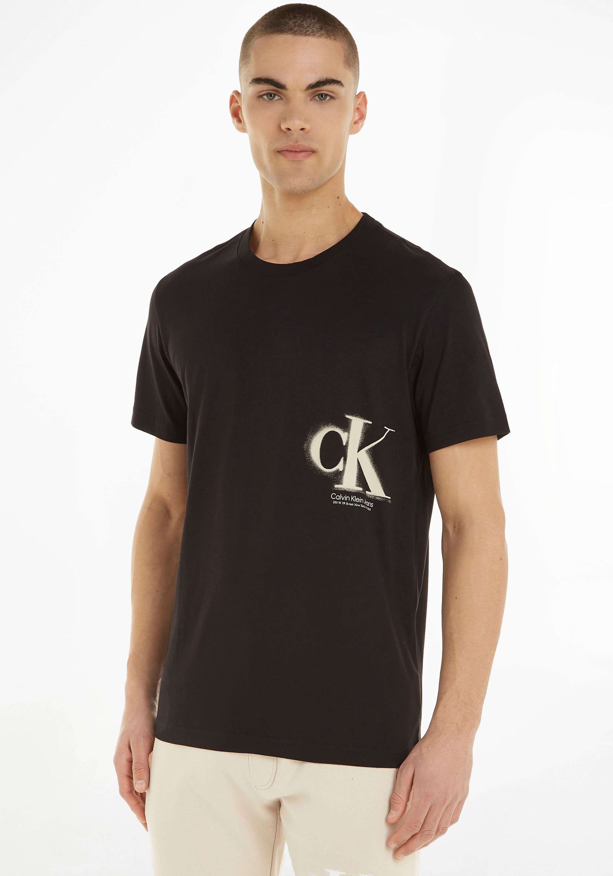 Calvin Klein Jeans Kurzarmshirt mit Calvin Klein Jeans Logodruck Ck Black | T-Shirts